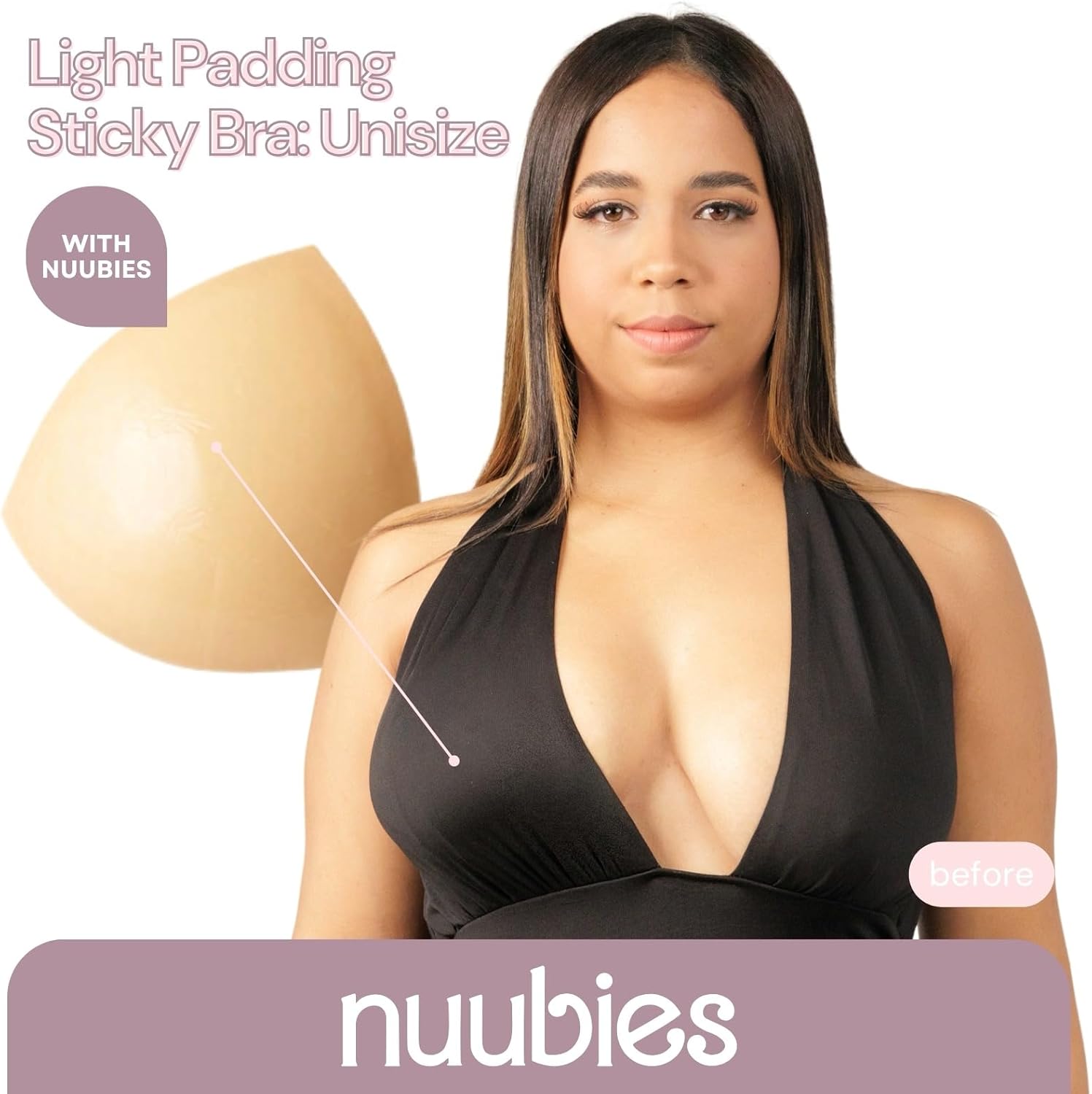 Double-Sided Sticky Bra Lift Inserts Washable Reusable Adhesive Nude - Image 7