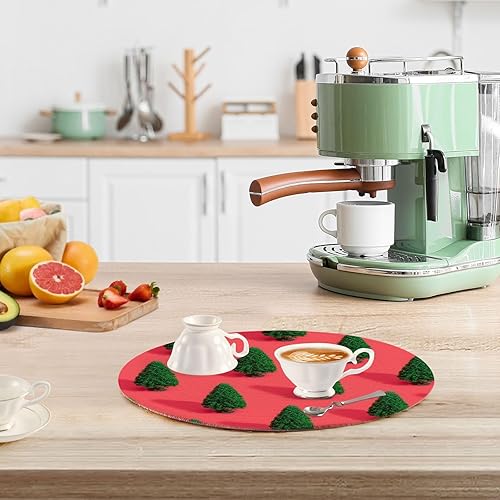 Miniatura 6 de 3 Pcs Trivet Mat Small Christmas Tree Green Red for Hot Pots and Pans 15in Cotton Thread Weave Pan Pad for Stove Kitchen Countertop Protector