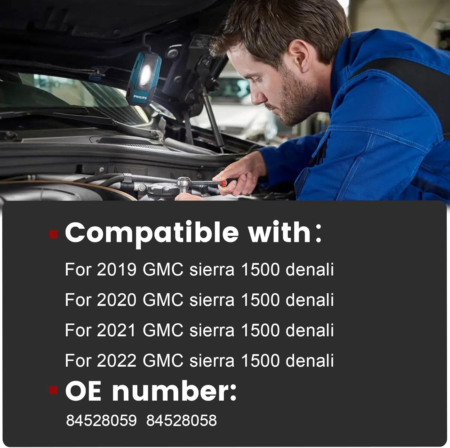 iKer Front Fog Light Bezel Compatible with GMC Sierra 1500 Denali 2019-2022 Front Bumper Driving Fog Lamp Cover Trim Frame Driver Passenger Side Left Right Hand Replace:84176752 84176753(Silver)