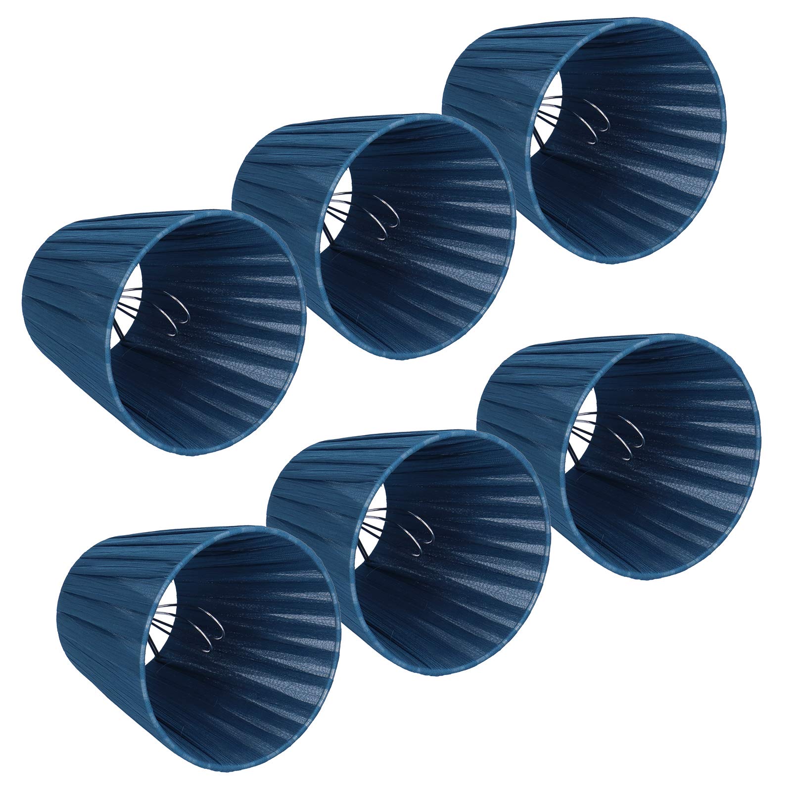 Clip on Chandelier Lamp Shade, 6PCS Modern Simple Fabric Lampshade Cover for Crystal Clip on Chandelier Wall Lamp Blue