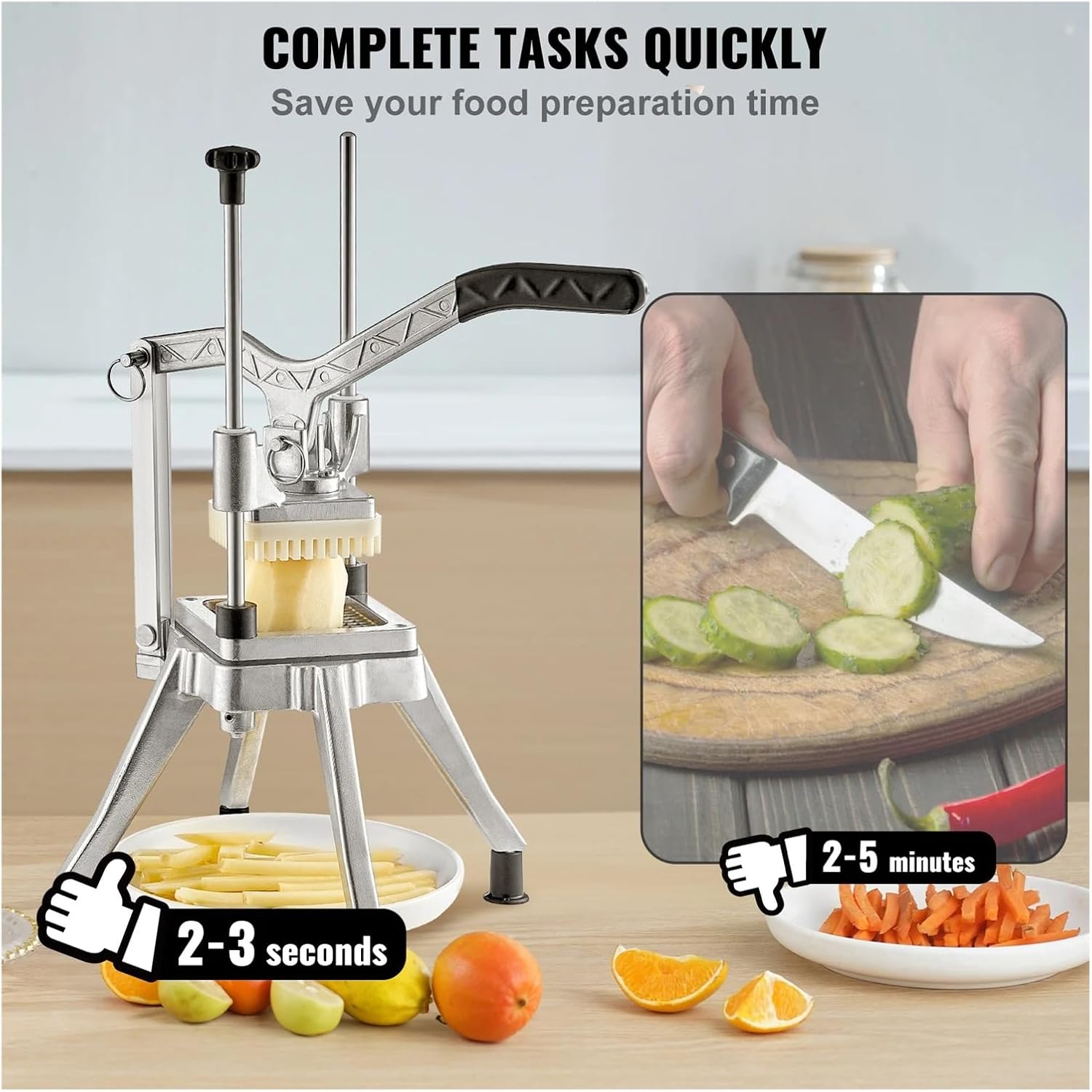 Commercial Chopper with 4 Replacement Blades Commercial Vegetable Chopper Stainless Steel Restaurants & Home Kitchen