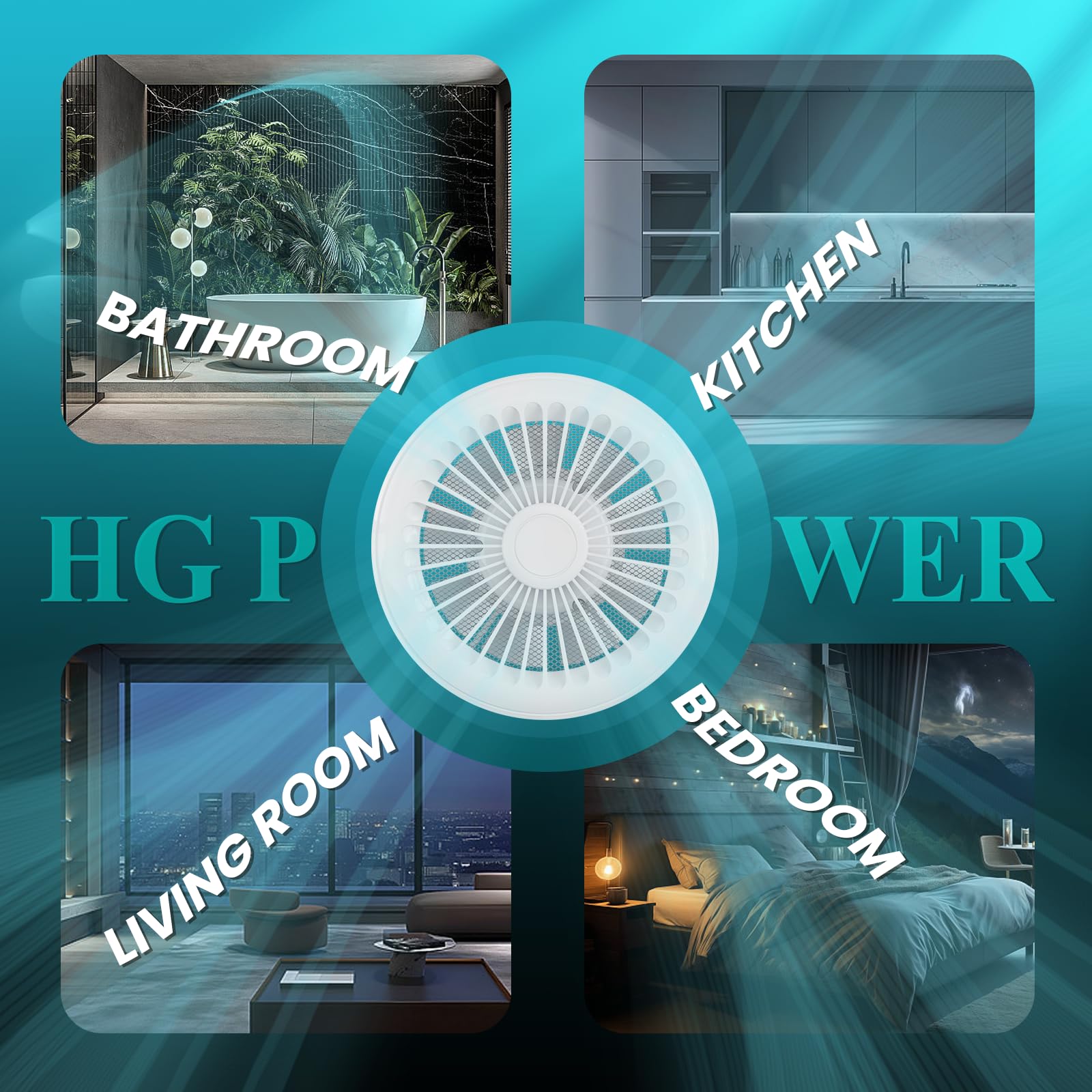 HG Power 150mm Ventilatore da Bagno Ventilatore di Scarico a due vie con Telecomando 3 Velocità Silenzioso per la Ventilazione di Scarico e Aspirazione in Bagni Cucine Bagni Garage e Cantine