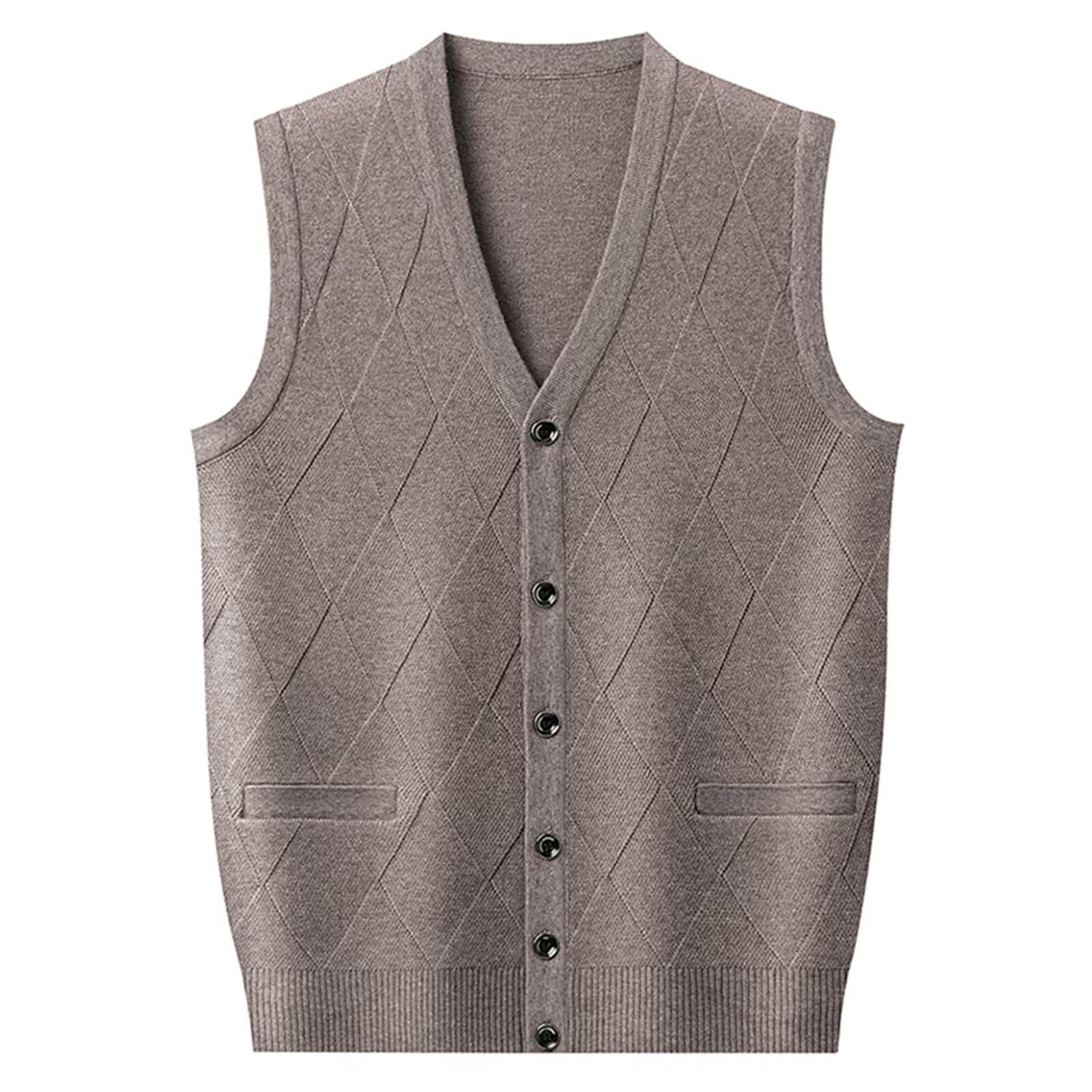 Chaleco Hombre 100% Cachemira Cuello en V sin Mangas - Cárdigan Elegante para Vestir con Camisa