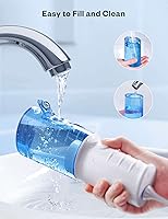 Vista 7 de Irrigador dental profesional de 10.8 fl oz, tanque inalámbrico, portátil, recargable IPX7, impermeable, 4 modos, con tanque de agua limpiable