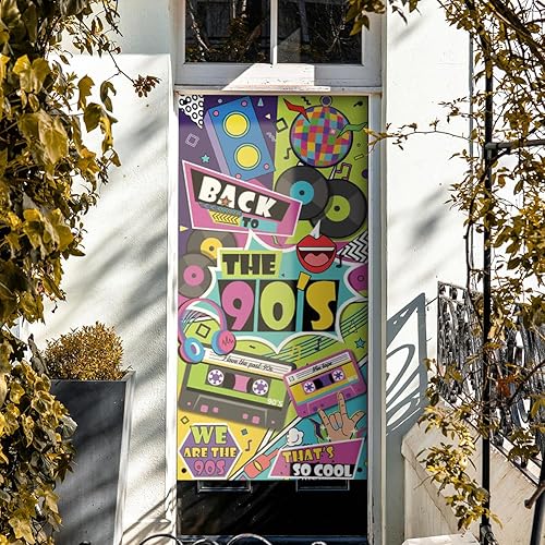 Miniatura 5 de Cartel de puerta de fiesta de los años 90, telón de fondo de fotografía de graffiti de hip hop con temática de los años 90 para sesión de fotos,