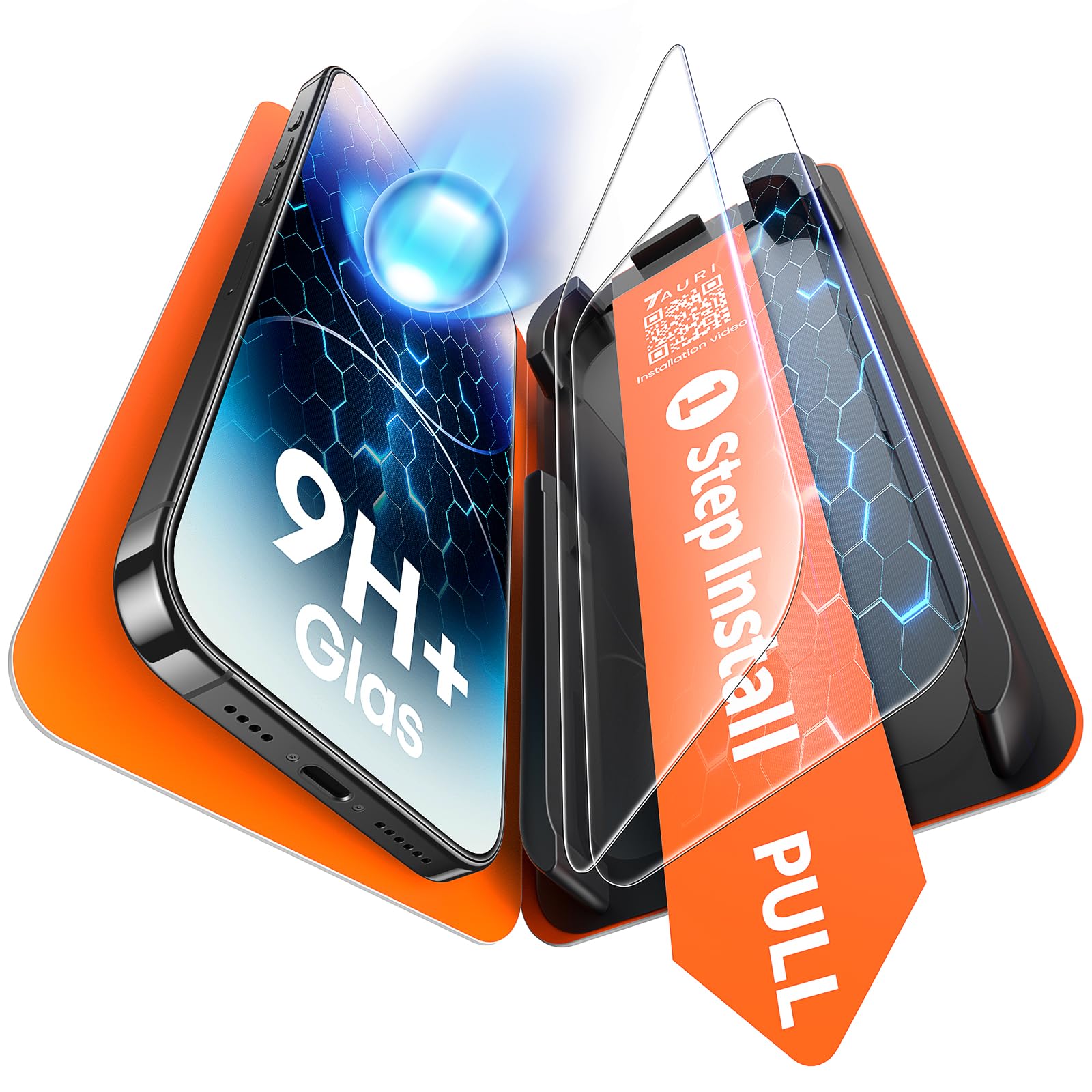 TAURI 2 Pack for iPhone 14 Pro Screen Protector, 1-Step Install Clear