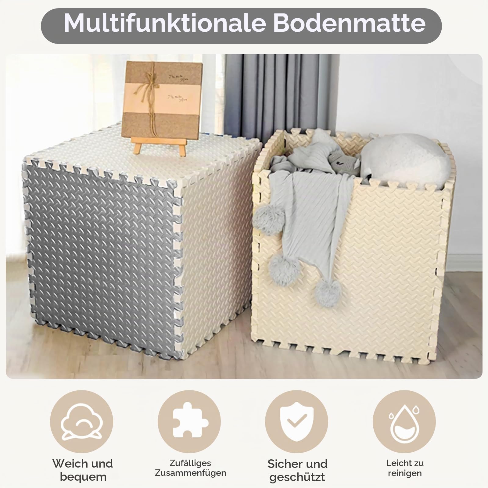 Puzzlematte für Babys 20pcs, Spielmatte, Kinderspielteppich, Spielteppich für Baby, Puzzle Teppich, Abwaschbar Bodenschutzmatte, Pflegeleichte Baby Krabbelmatte, Weich rutschfest, 30x30cm