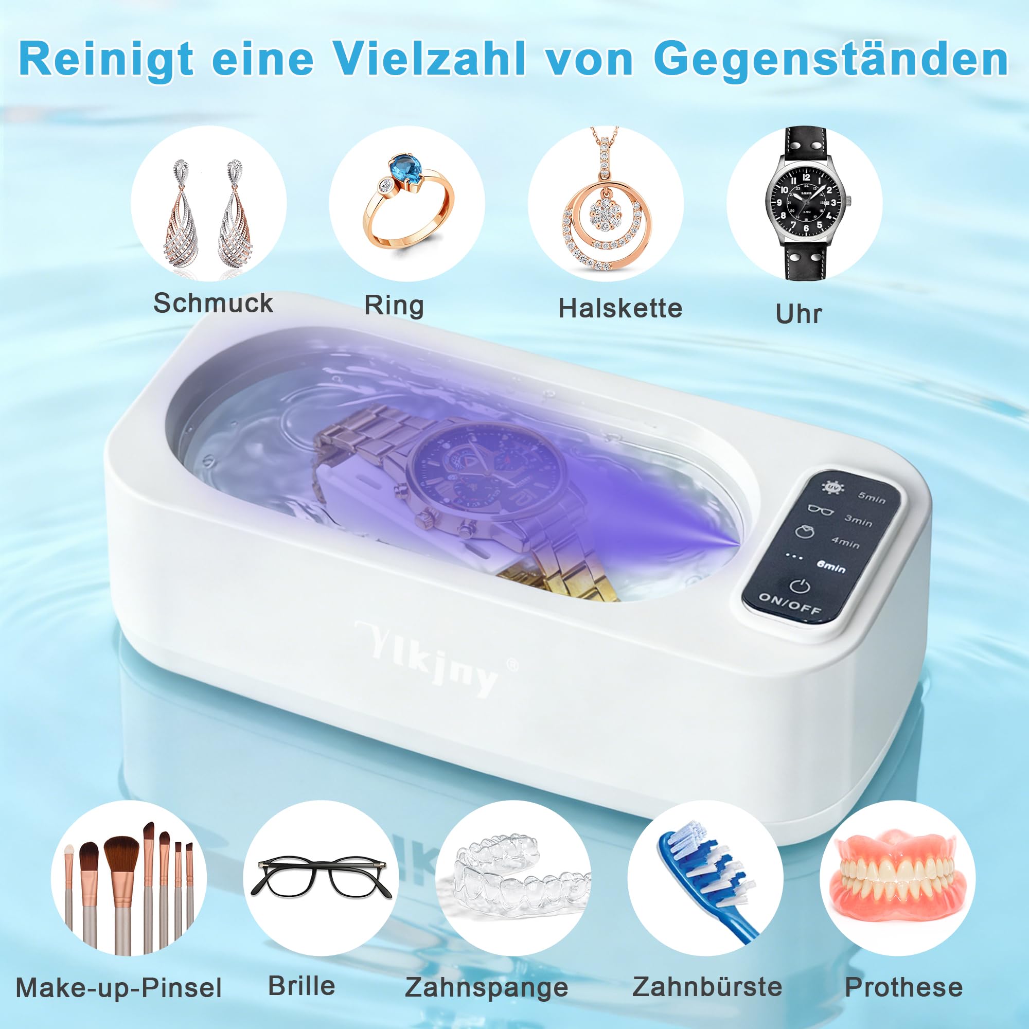 Ultraschallreinigungsgerät, 55KHz UV Brillenreinigungsgerät mit LED-Anzeige, 350ml Ultraschallreiniger, 4 Modi Professionelle Ultrasonic Cleaner für Schmuck, Brillen, Ringen, Zahnspangen, Rasierköpfe