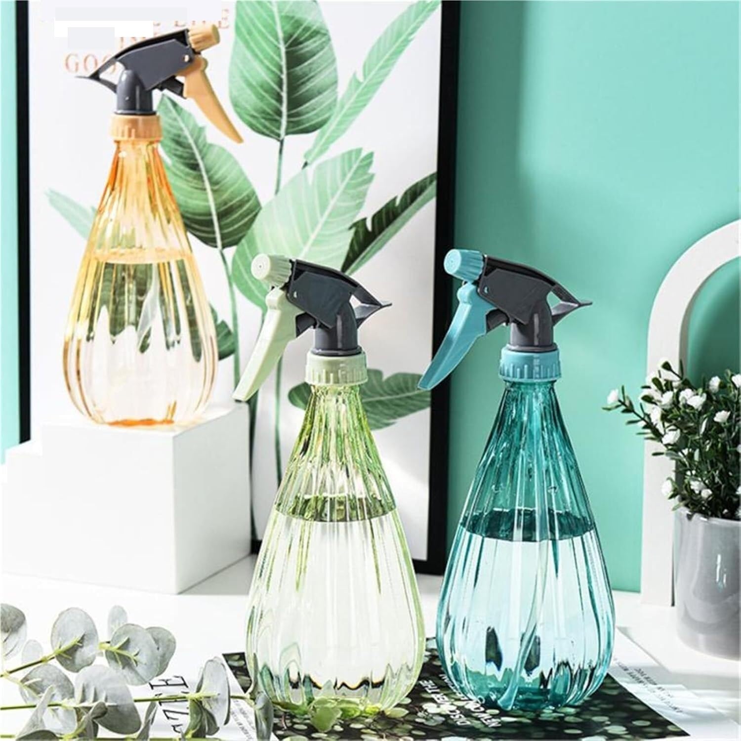 Pusta butelka z rozpylaczem, 500 ml, konewka do nawadniania roślin ogrodowych, kwiatów, mgiełka, narzędzie czyszczenia w domu i fryzjerstwa (kolor 01)(Blue)