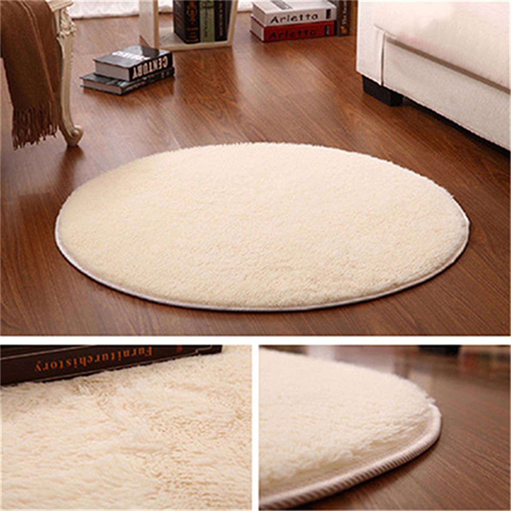Super Soft Round Area Tappeto Indoor Moderno Soggiorno Camera da Letto Cucina Cucina Circolare Pavimento Carpet Zerbino Zotto Yoga Tappeto da Gioco Play Tent Tappeto,Bianca,200cm