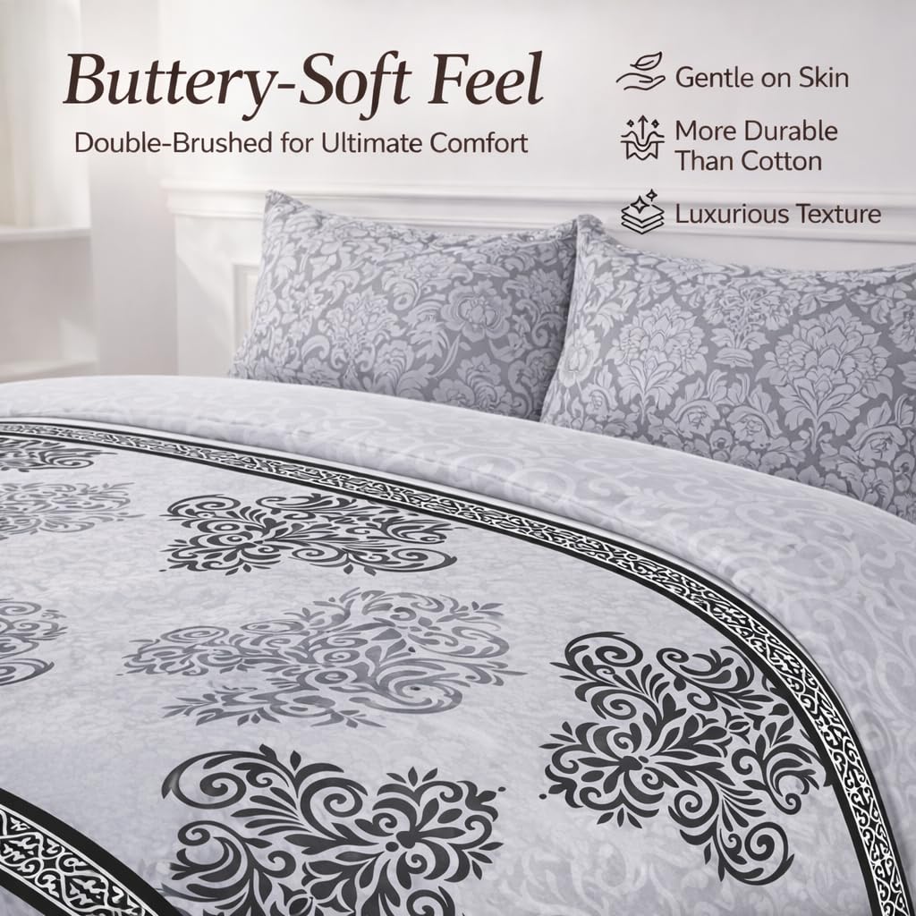 K&A® Luxury 4 Piece Duvet Set, Luna Grey, Super King - Image 4