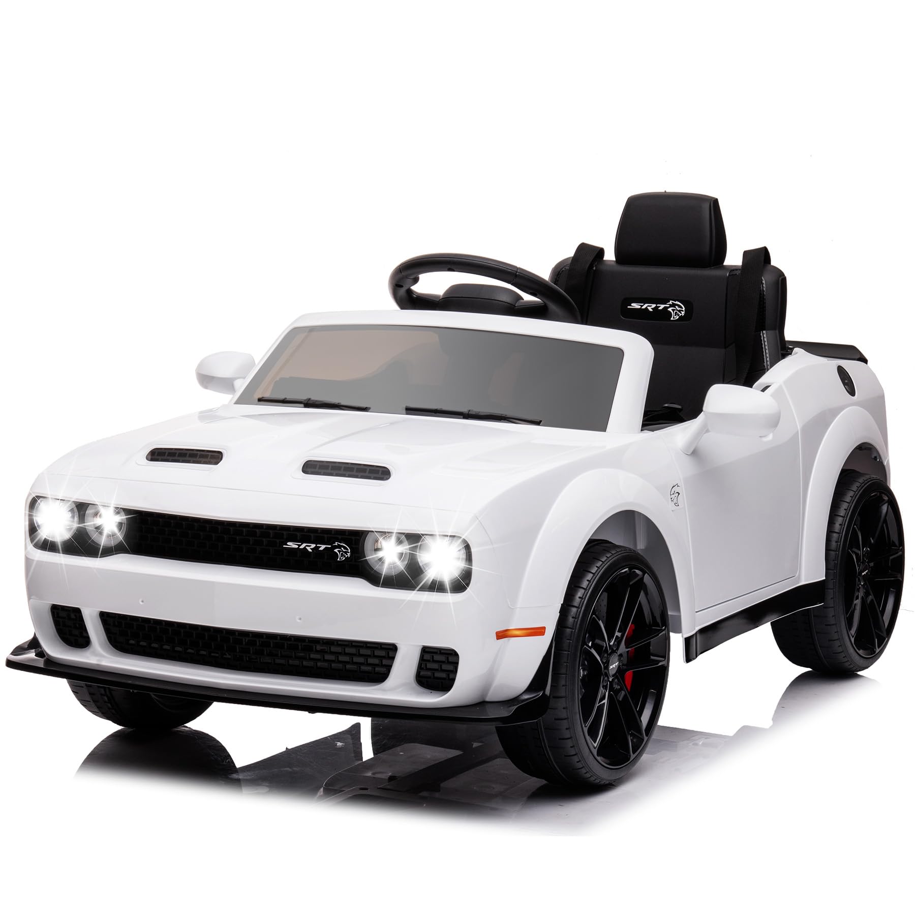 12V Kids Ride on Car, Licensed Dodge Challenger Electric Car for Kids with Remote Control, 3 Speed with Kids Electric Vehicles, LED Headlights, Suspension System, Music, Orange