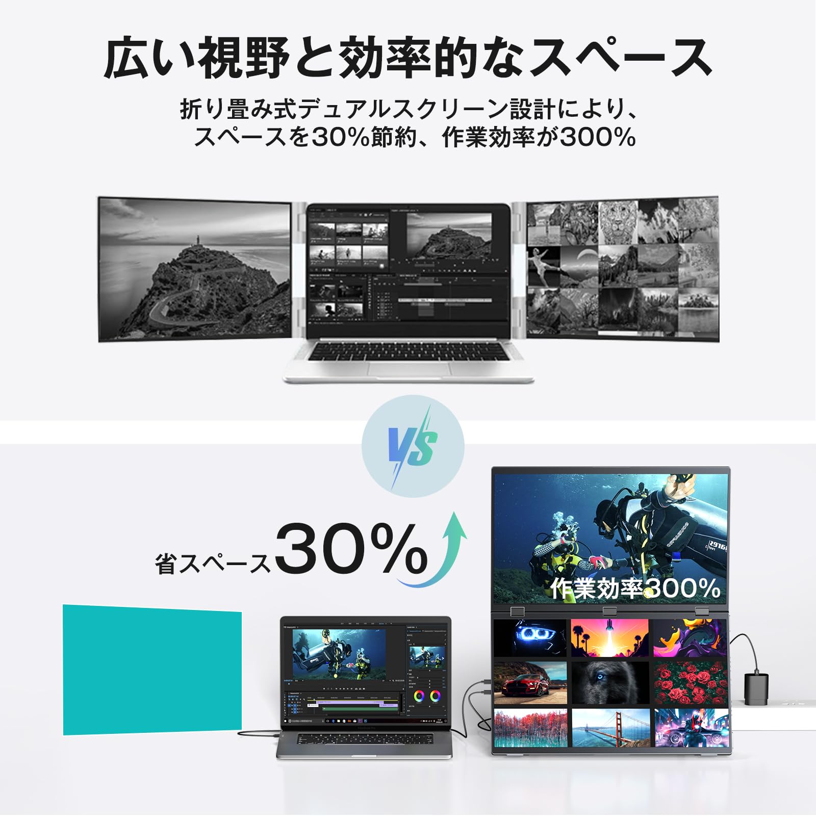 Amazon.co.jp: KEEPTIME デュアル モバイルモニター 18.5インチ