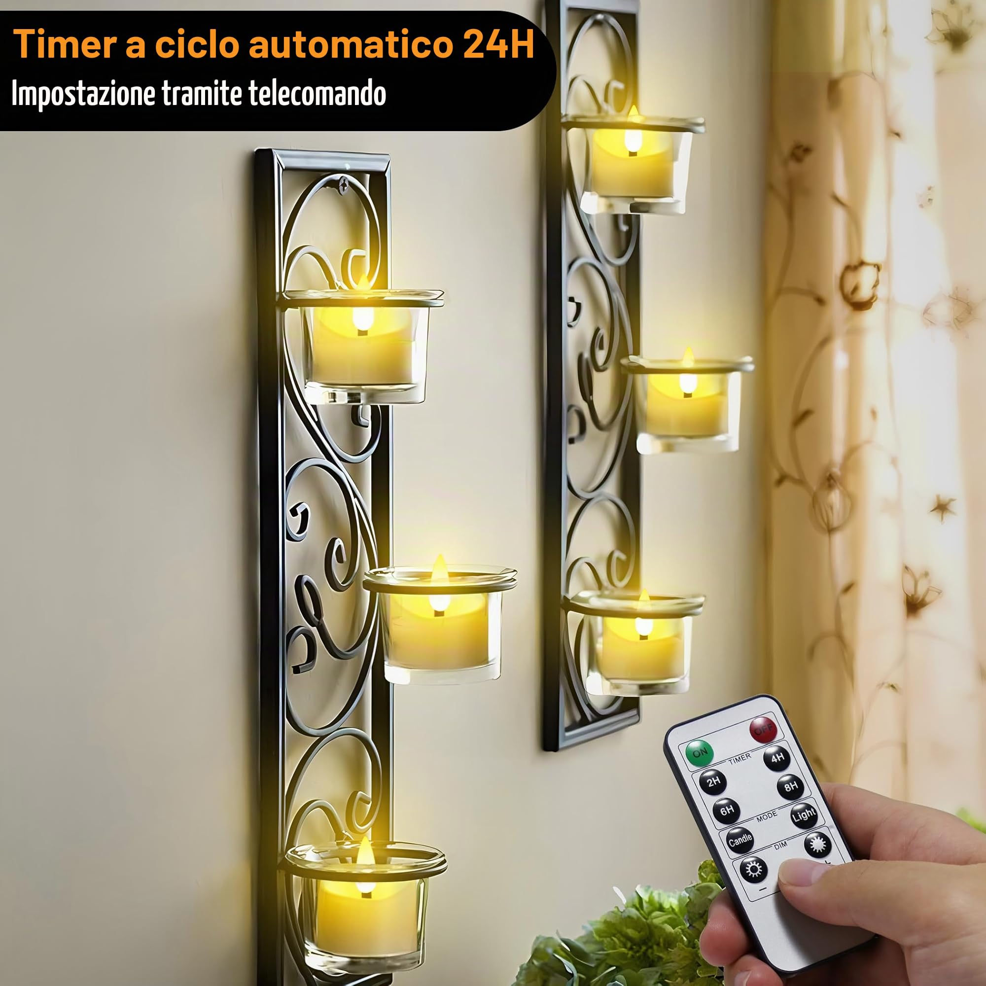 daphomeu Candele LED Ricaricabili Con Telecomando 12 Pezzi, Senza Fiamma, Con Funzione Timer, Simulazione, Candele Elettriche, Per Matrimonio, Festa, Halloween, Natale, Decorazione Della Casa