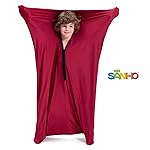 SANHO Sensory Body Sock,Large,9-12 Years Old,56\'\'HX28\'\'W,Good for Height:52-61,Suitable for Autism & Sensory Processing Disorders,Updated Version,Wine red