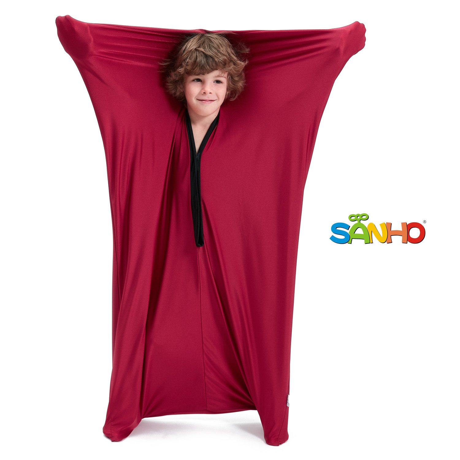 SANHO Sensory Body Sock,Large,9-12 Years Old,56''HX28''W,Good for Height:52"-61",Suitable for Autism &amp; Sensory Processing Disorders,Updated Version,Wine red