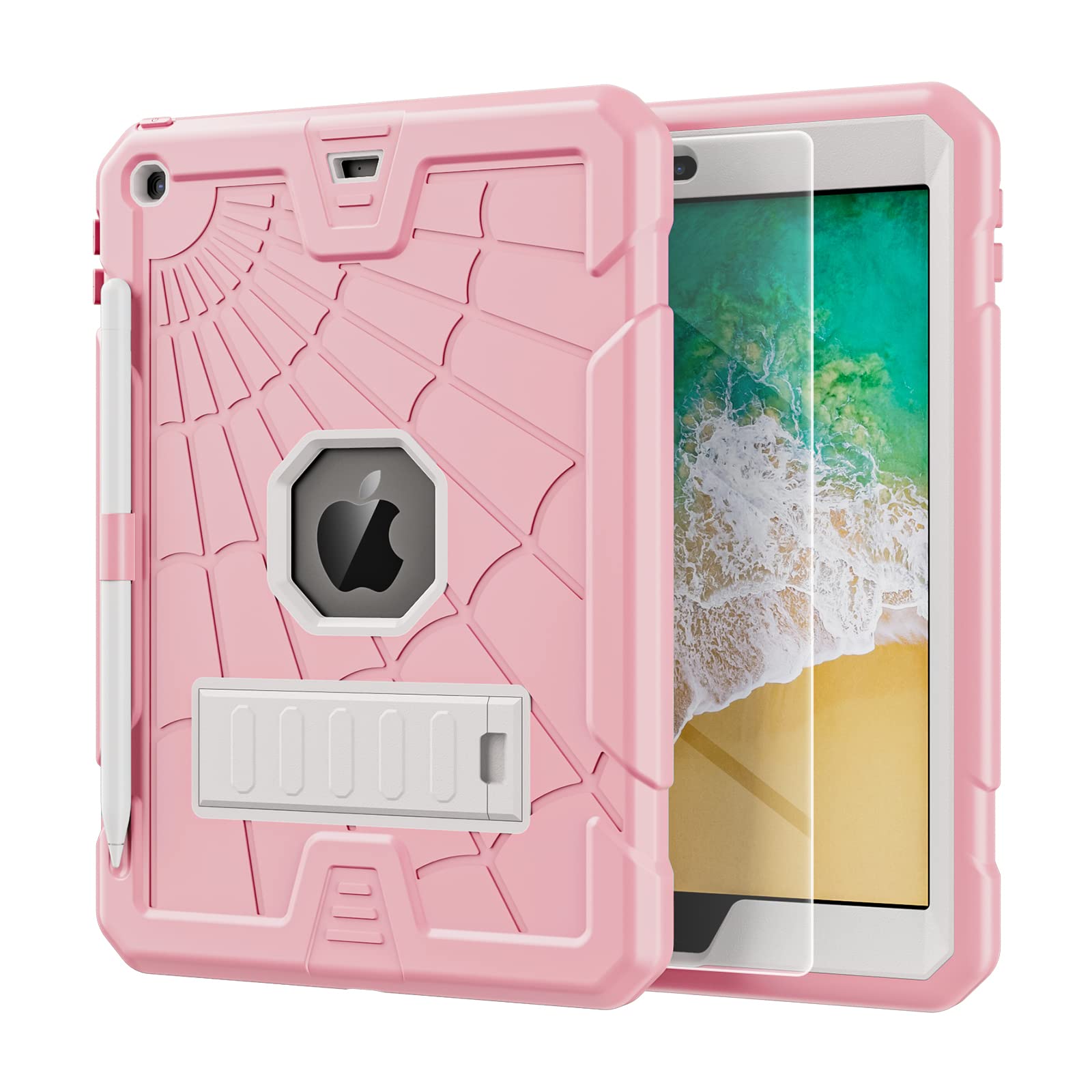 TSQQST iPad 9.7 Inch Case 6th 5th Generation 2018 2017 for Kids Girls | 6th Generation iPad Case with Pencil Holder & Stand | Slim Cute Case for iPad