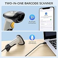 Vista 5 de TEEMI Escáner de código de barras Bluetooth con soporte opcional, lector de código de barras automático de mano láser 1D para iPhone, iPad, Android