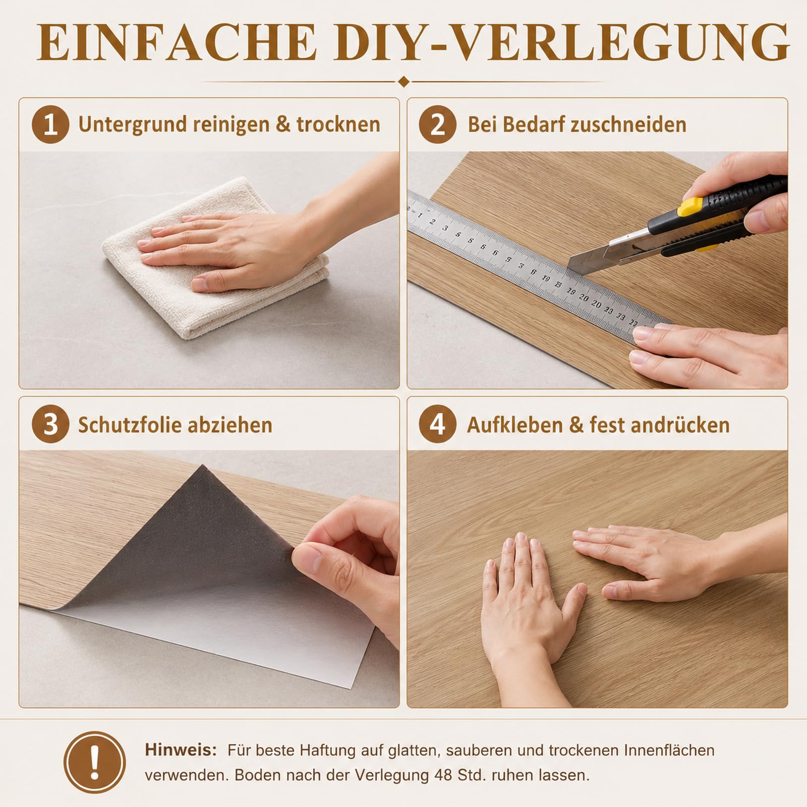 CYEER Lot de 40 revêtements de sol en PVC auto-adhésifs - 30 x 30 cm - En vinyle - Imperméable - Antidérapant - Autocollant - Pour cuisine, salon, salle de bain (grain de bois clair)
