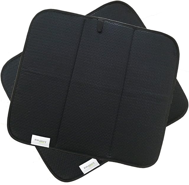 KinHwa Microfibre Dish Drying Mat for Sink Super Absorbent Draining Board Mats Washing Up for Glass, Plate&Cup 40cm X 45cm 2 Pack Black