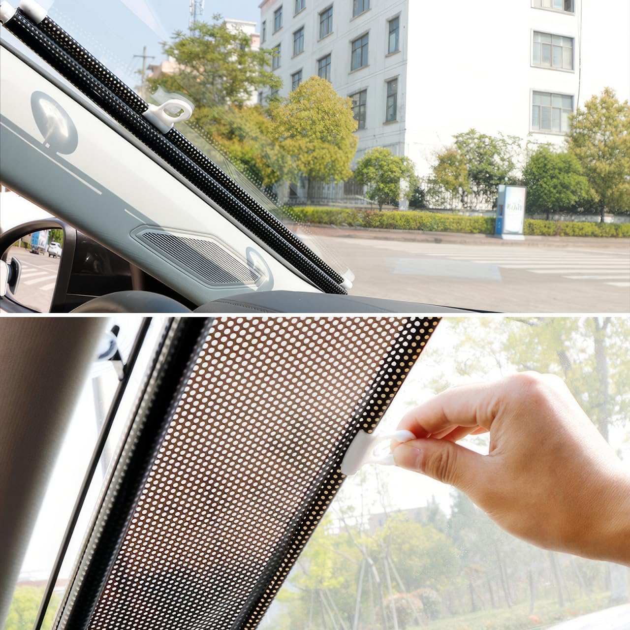 DOITOOL Roller Blinds with Suction Cups Blackout Curtain for Balcony Window Door Temporary Sun Blocking Shades