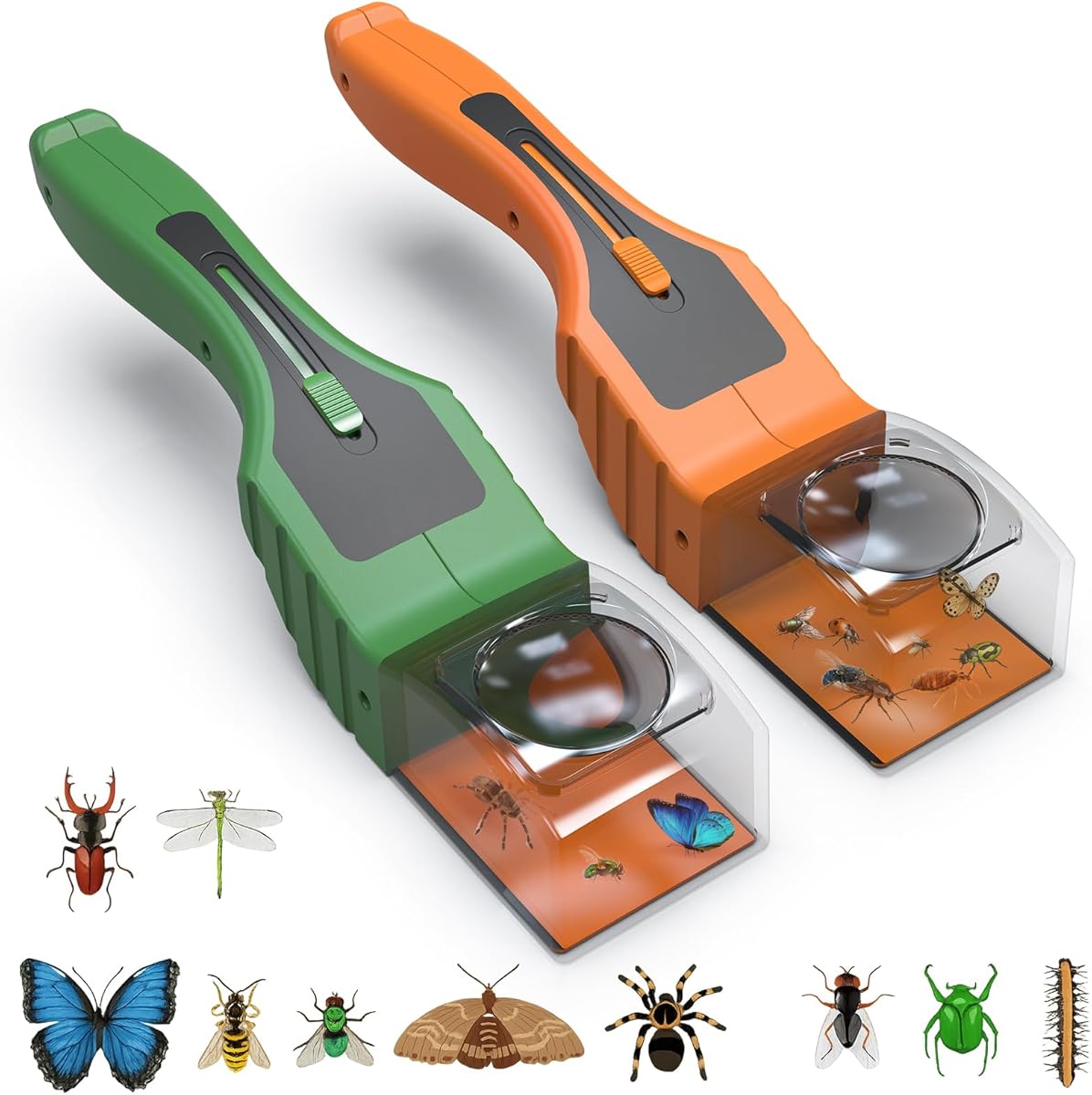 2 Pack 2025 Bug Catcher Insect and Spider Trap with Magnifier Bug Catcher for Kids and Adults, Catcher and Release Insect Trap for Crickets Cockroach Spider Moth Ant Bedbug Black Beetles