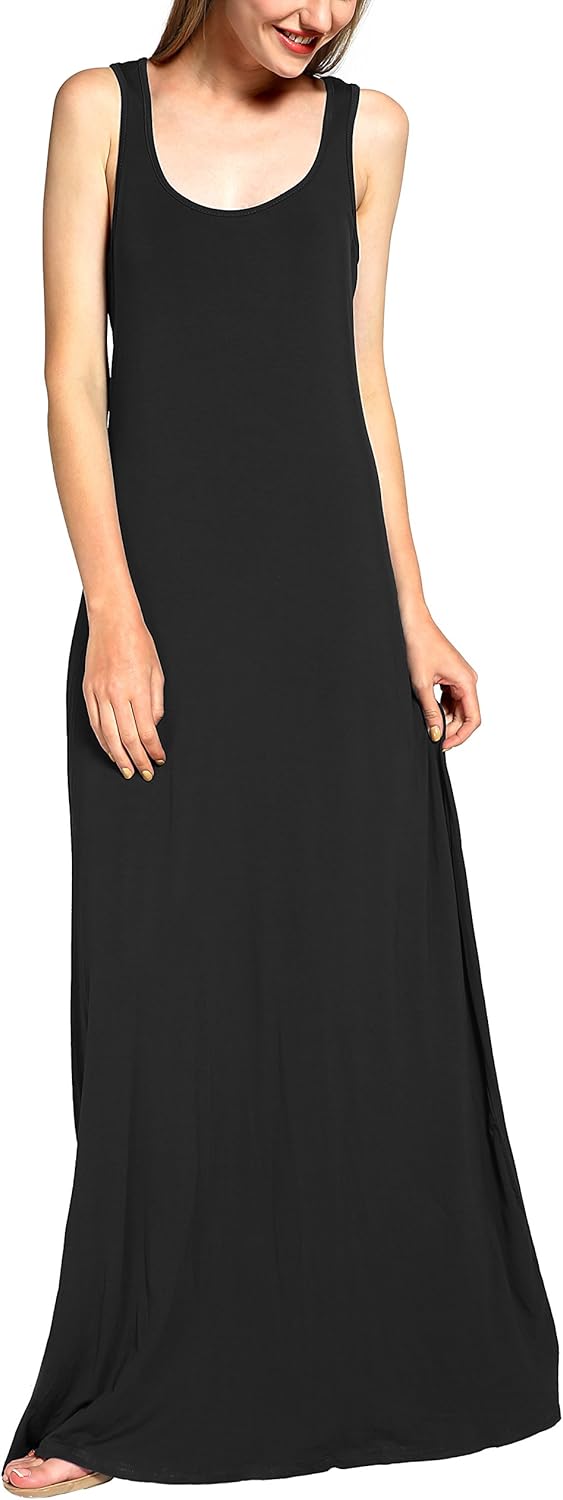 Urban CoCo Women's Scoop Neck Solid Sleeveless Summer Beach Tank Top Casual Maxi Dress - Image 3