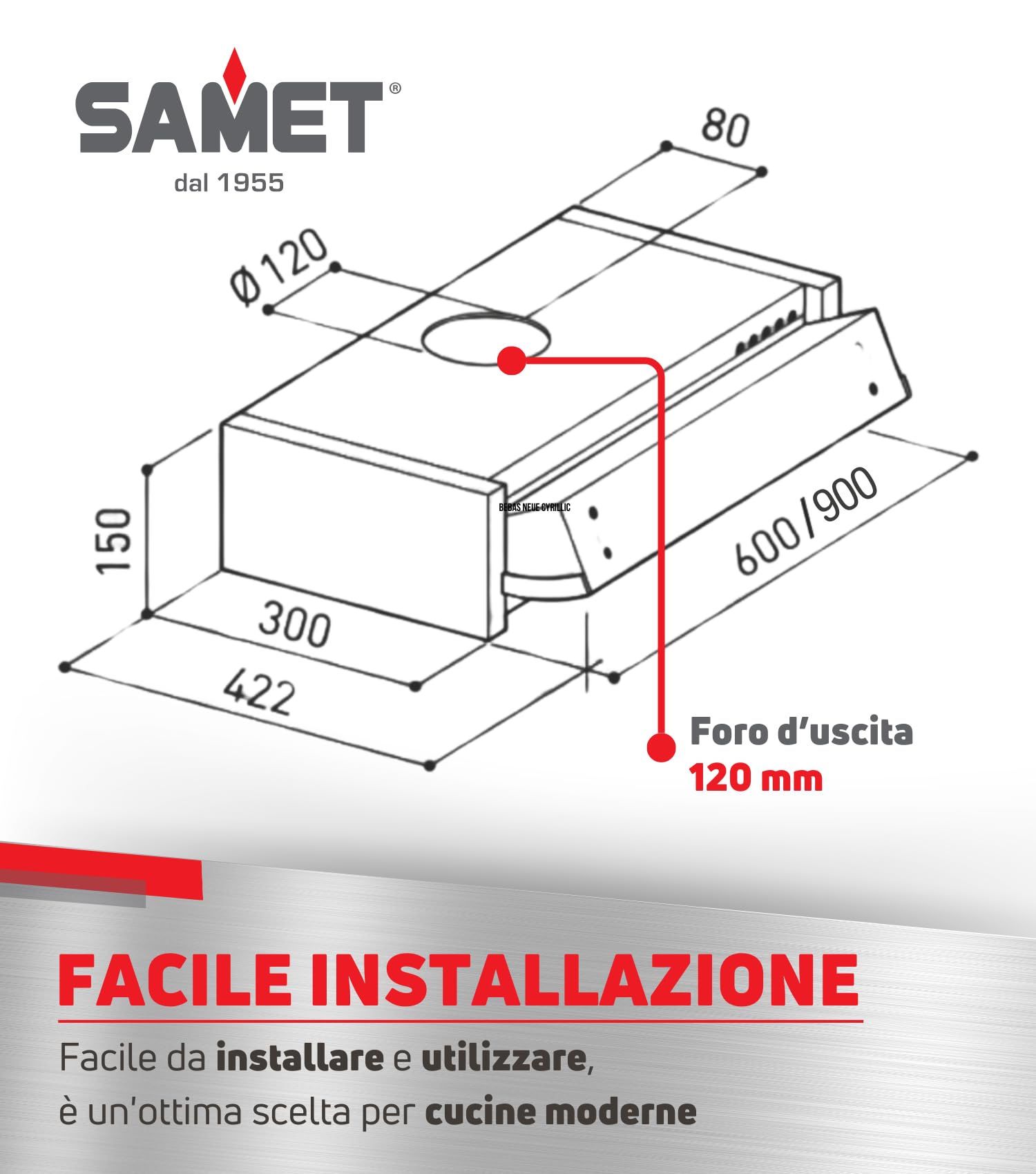 Cappa da incasso estraibile 90 Samet