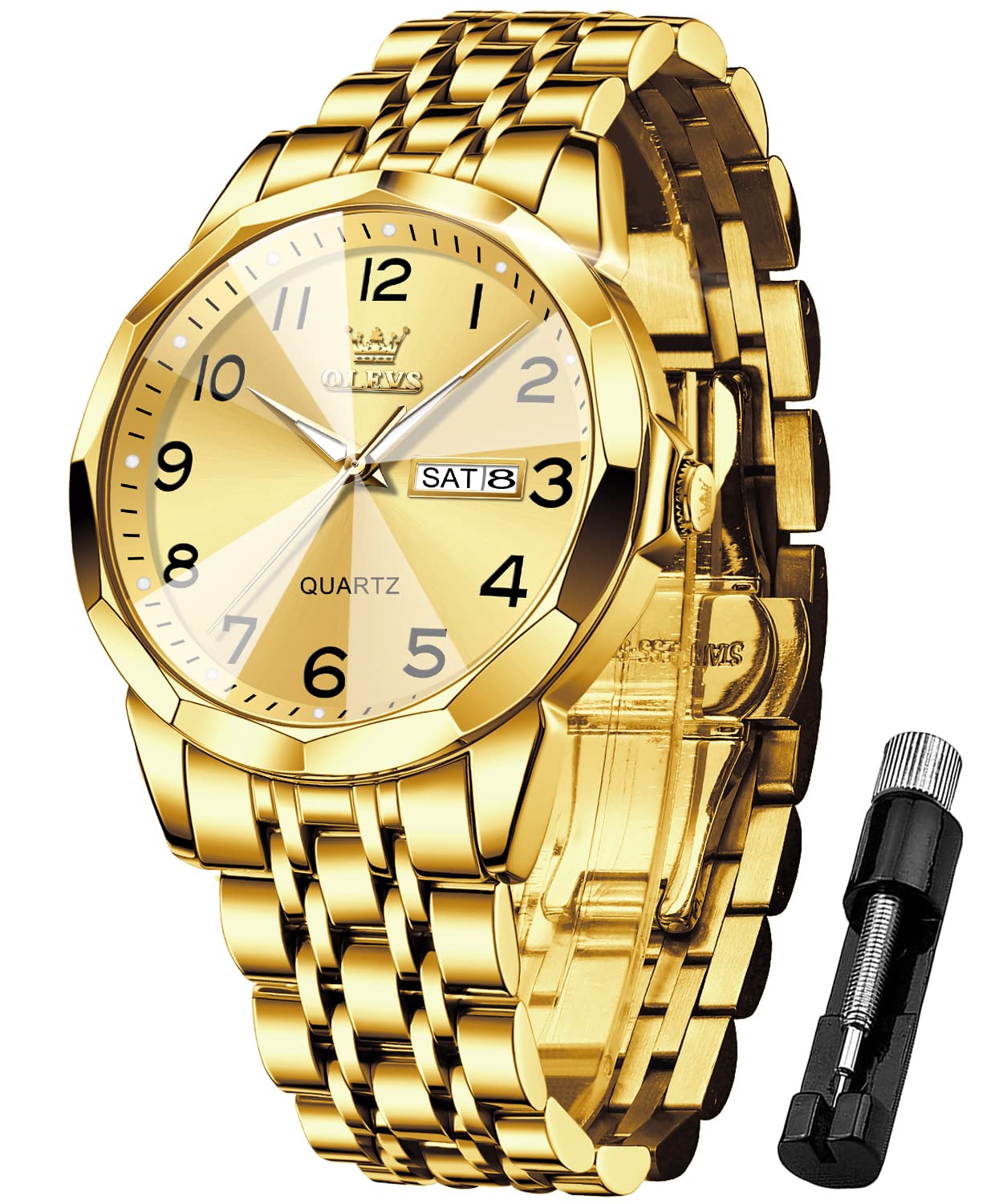 OLEVS Herrenuhren Business Kleid Luxus Armbanduhr Luminous Leicht zu lesen wasserdichte Edelstahluhr für Männer