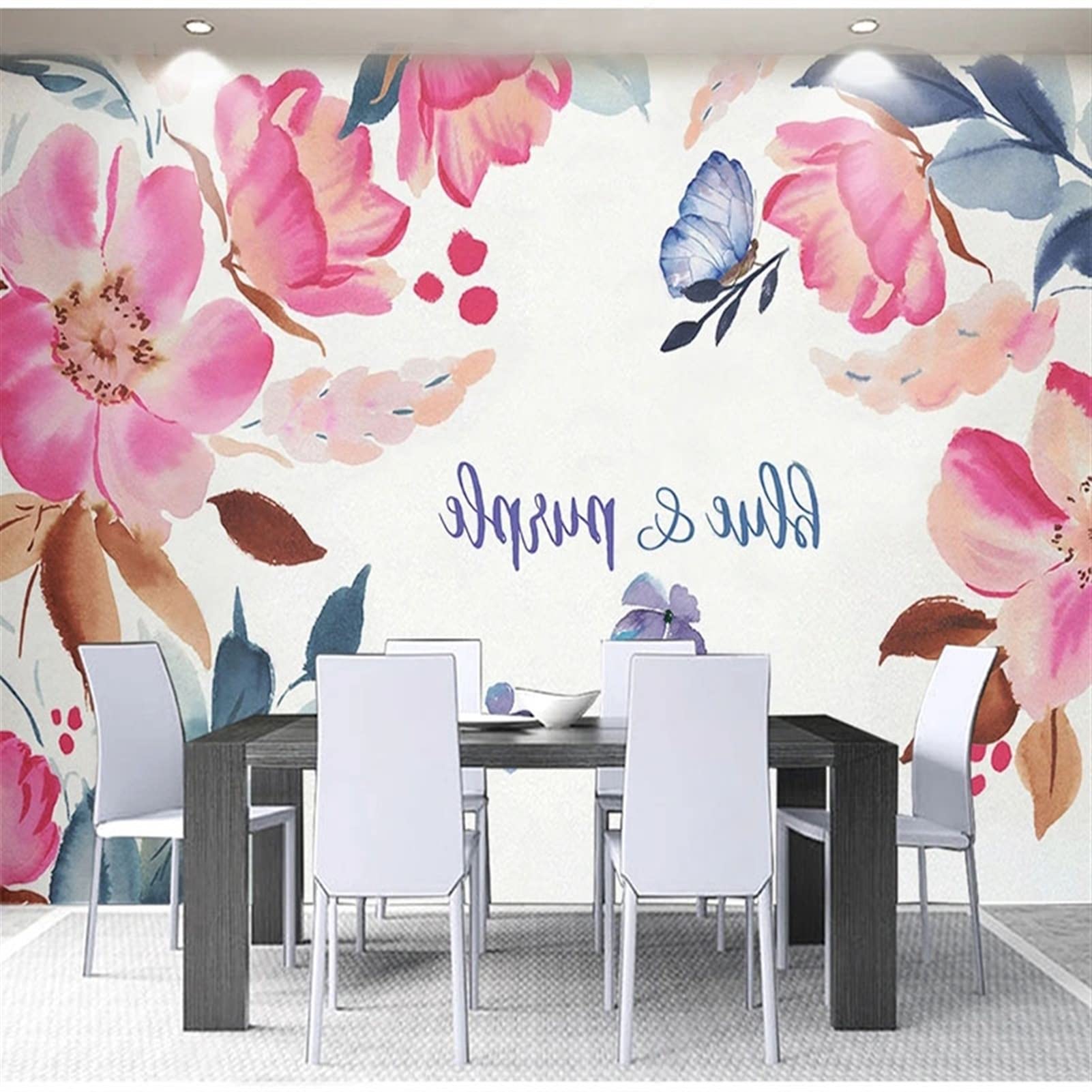 Wandtattoo Einfache handgemalte Blume Wandbilder Wohnzimmer Schlafzimmer Wohnkultur wasserdichte Leinwand 3D Wandaufkleber Nicht selbstklebend/selbstklebend Wandaufkleber