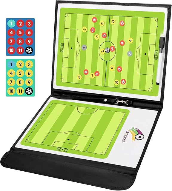 SUPZEOF Coaches Boards,Coaches Gift,Magnetic Leather Tactics Board Portable Basketball/Football/Soccer Training Clipboard Set with Marker Pen, Dry eraser, Magnets
