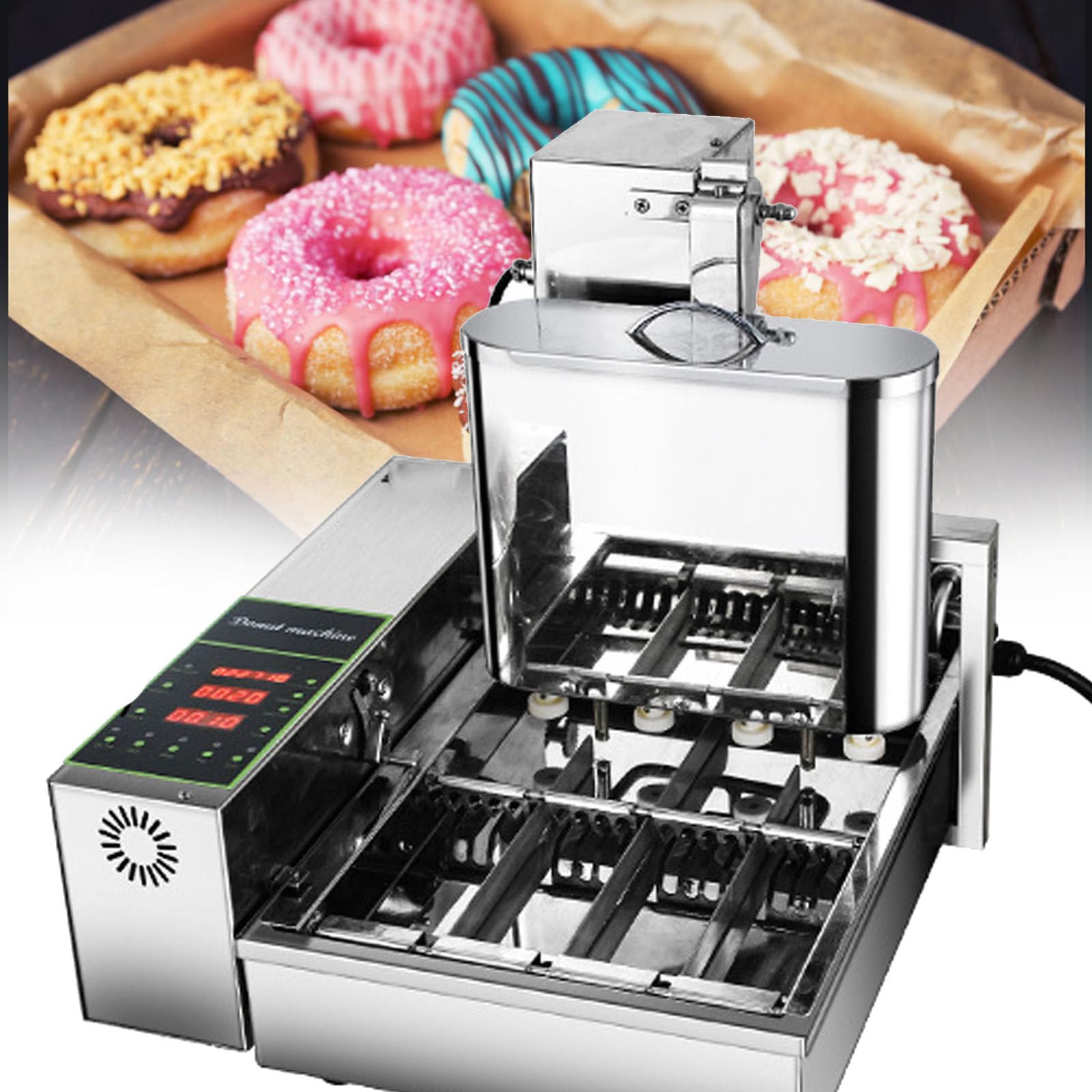 Elektrische Donut-Maschine,Kleiner Donut-Hersteller,Donut-Hersteller,automatische Donut-Maschine,304 Edelstahl Auto Donut,110V