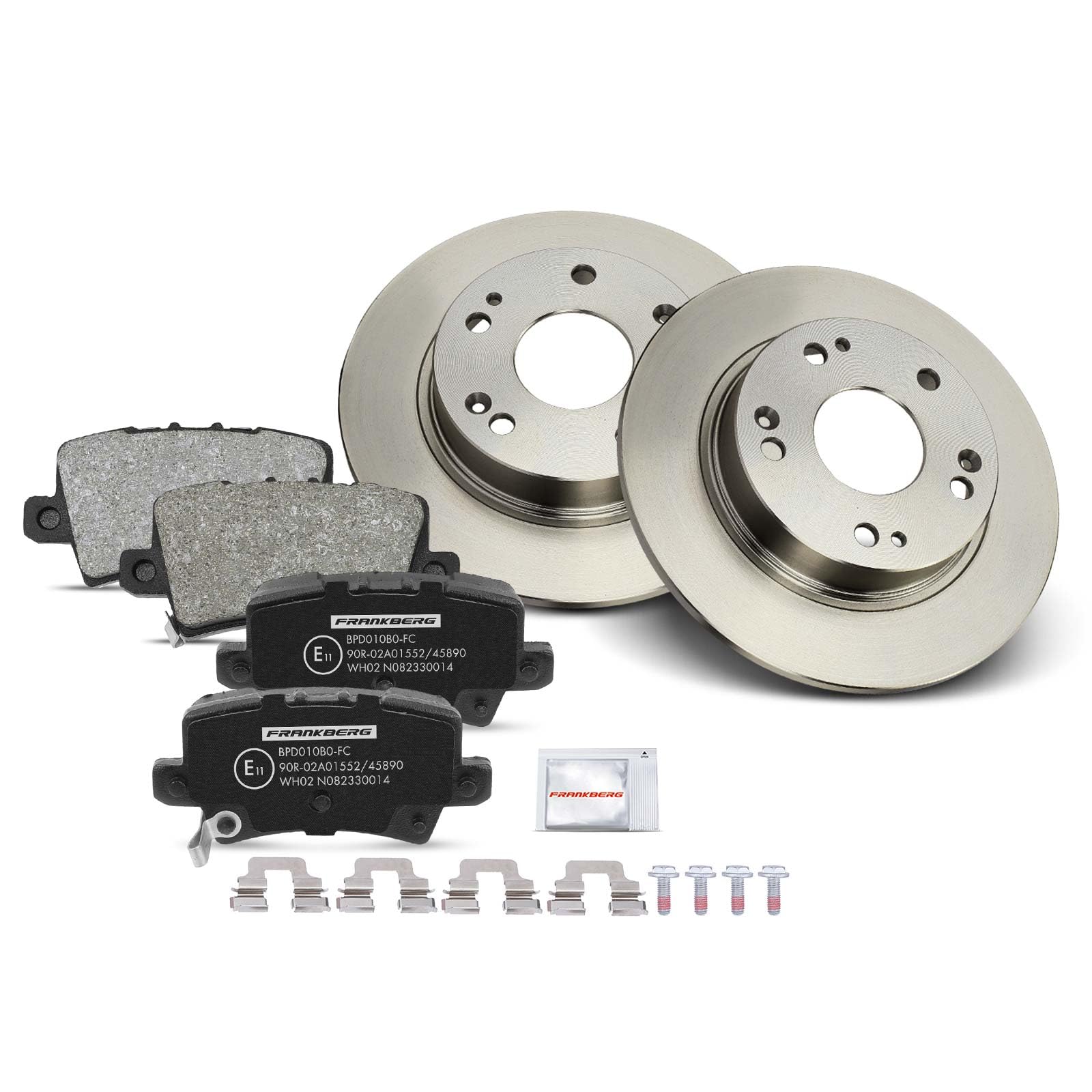 Frankberg Bremsensatz inkl. 2x Bremsscheiben + 4x Bremsbeläge Hinten Kompatibel mit Civic VIII Hatchback FK FN 2005-2012 Replace# 43022SM.G.E00, 43022SM.G.E02