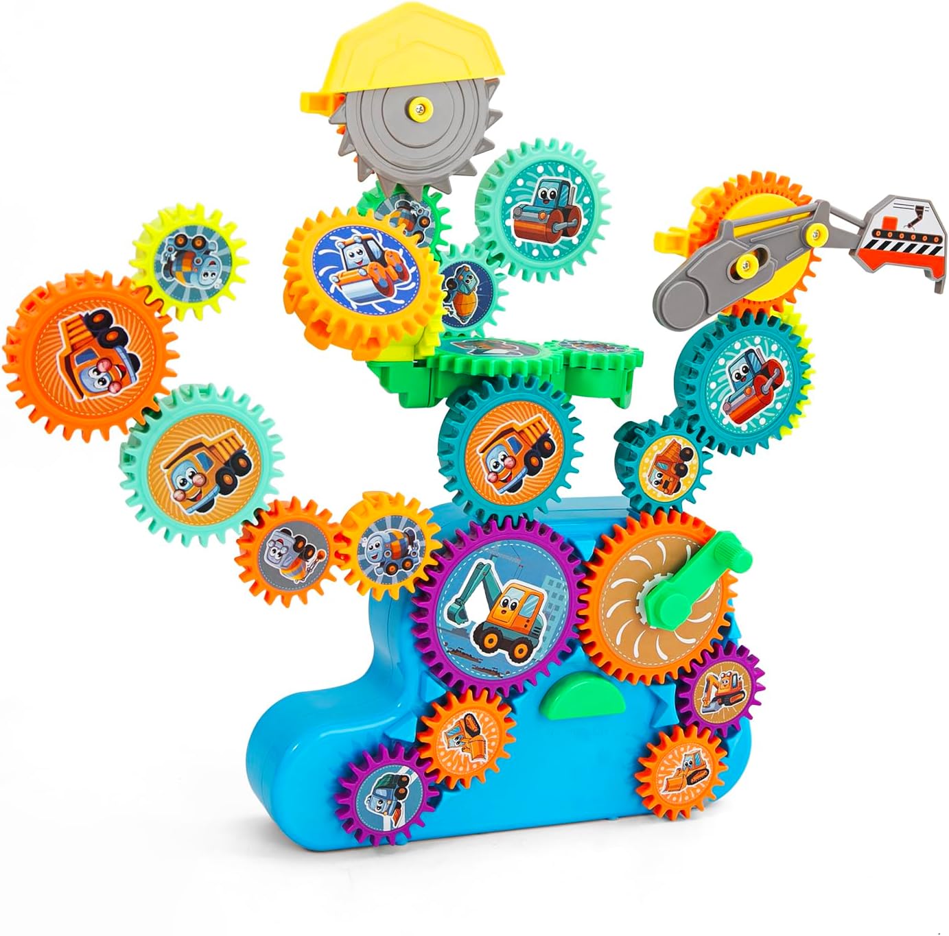 Toy Interlocking Gear Sets Kids Creative Learning Building Blocks 18Pcs Educational Construction Toy Electric Manual Dual Mode Versatile Gear Playset Gift for Boys Girls