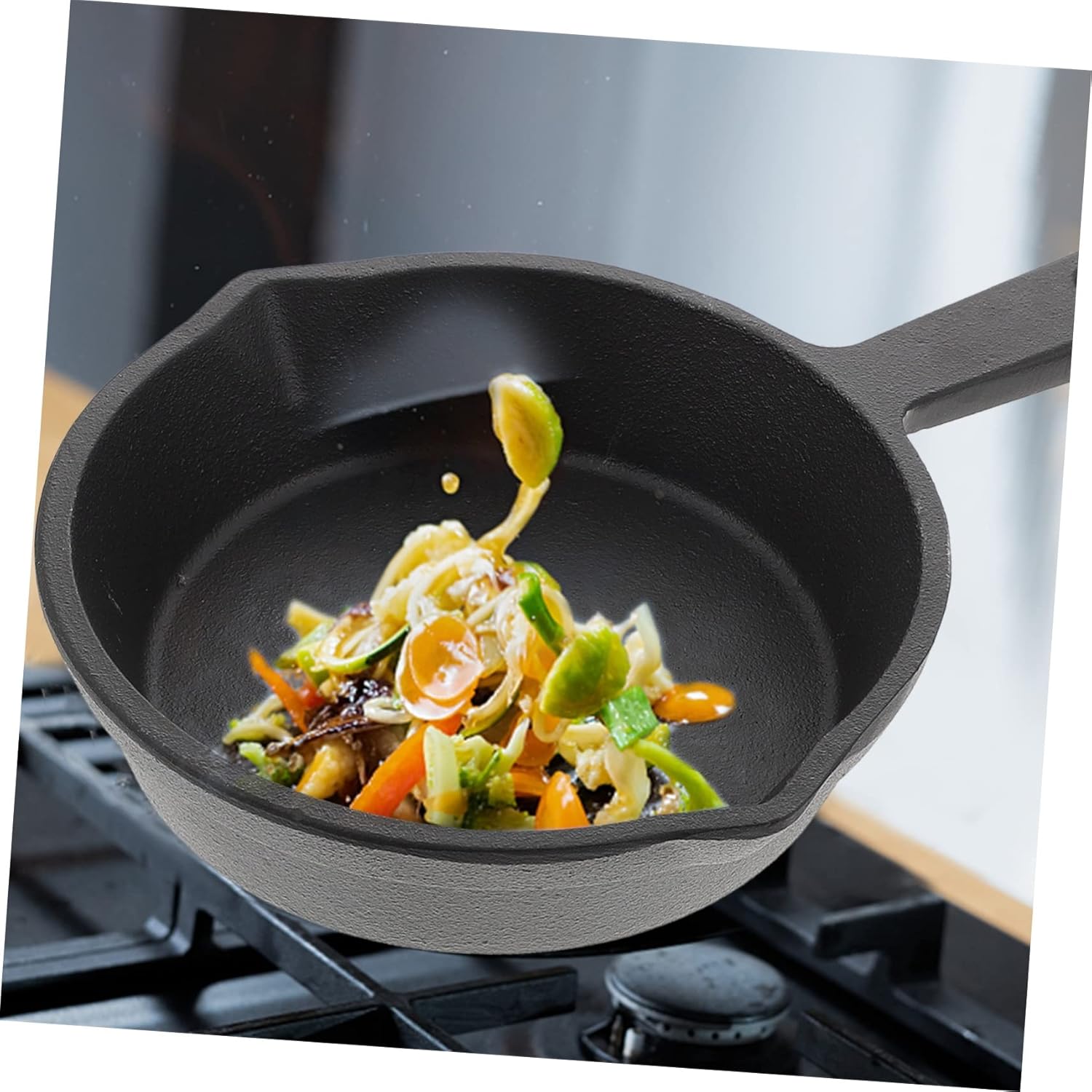 PRETYZOOM Flat Bottom Cast Iron Frying Pan Nonstick Square Pancake Pan for Omelette Sandwich Pancake Cooking Induction Stove Safe