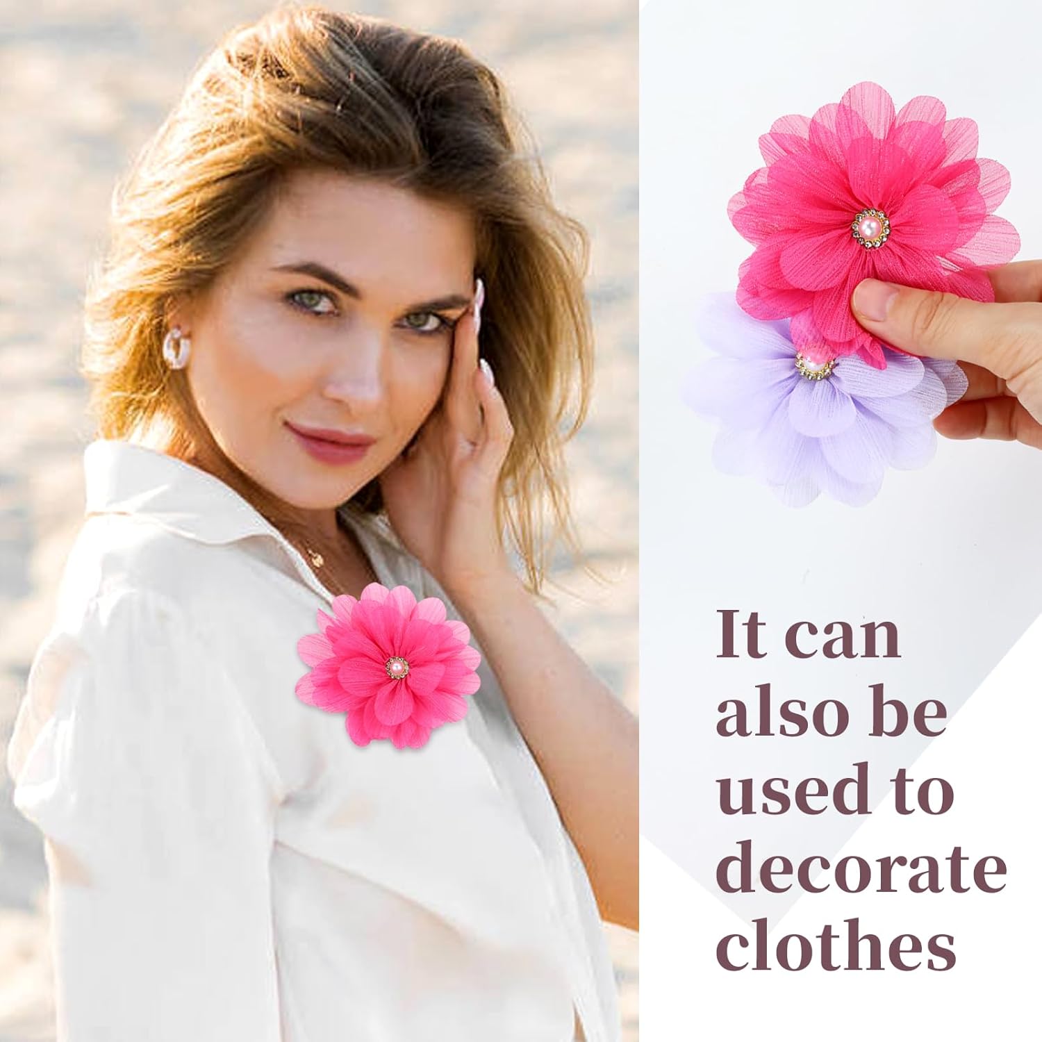 inSowni 20 Pack 9cm /3.5" Chiffon Flower Alligator Hair Clips Lined Duckbill Barrettes Hair Flower Bow Mexican Floral Hair Pins Accessories for Baby Girls Toddlers Kids Teens Women - Image 4