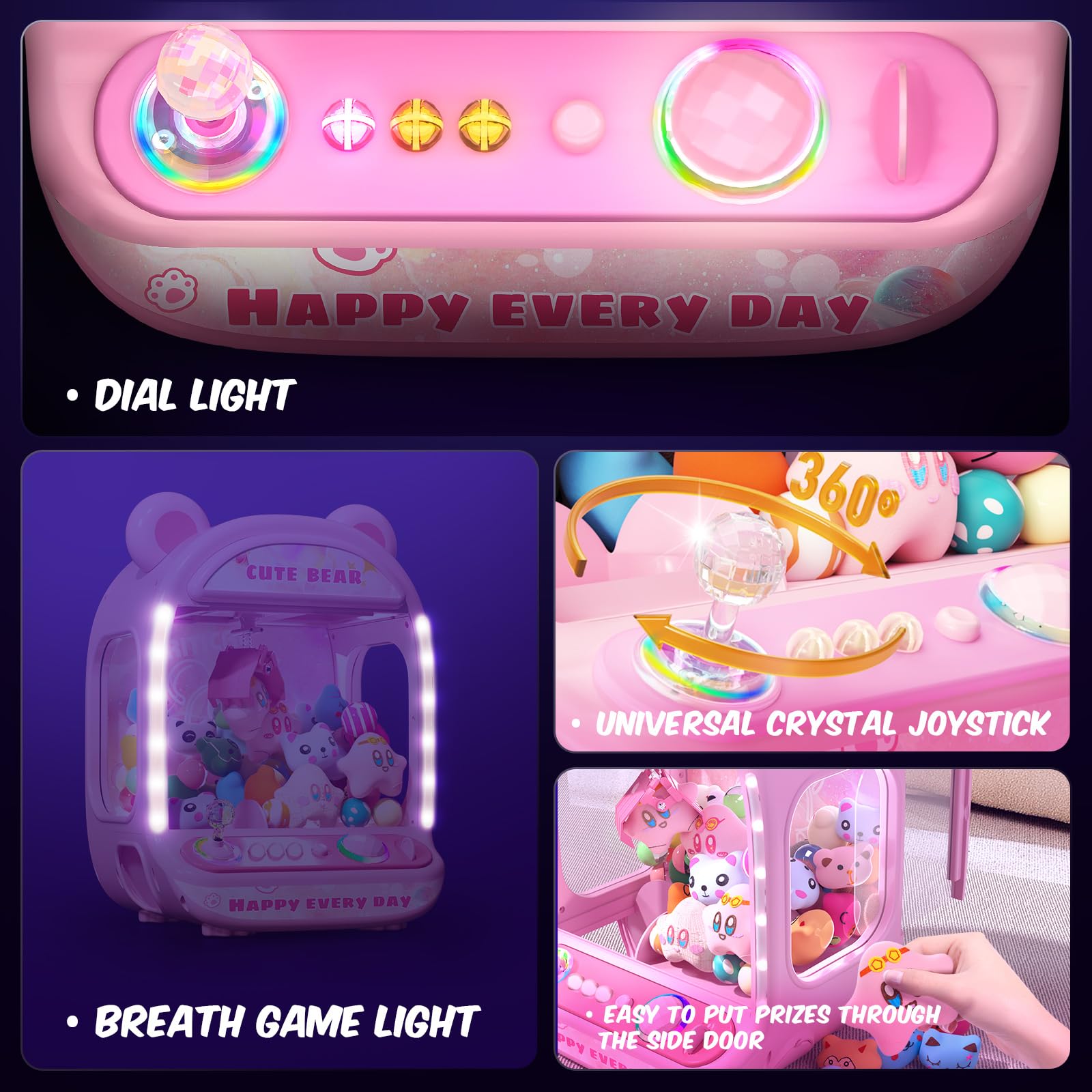 Skirfy Claw Machine Pour Enfants, Jouets Licornes Pour Filles De Plus De 6 Ans, Mini Machine De Vente D'arcade Avec Toy Candy Dispenser, Jouet à Griffes, Cadeau