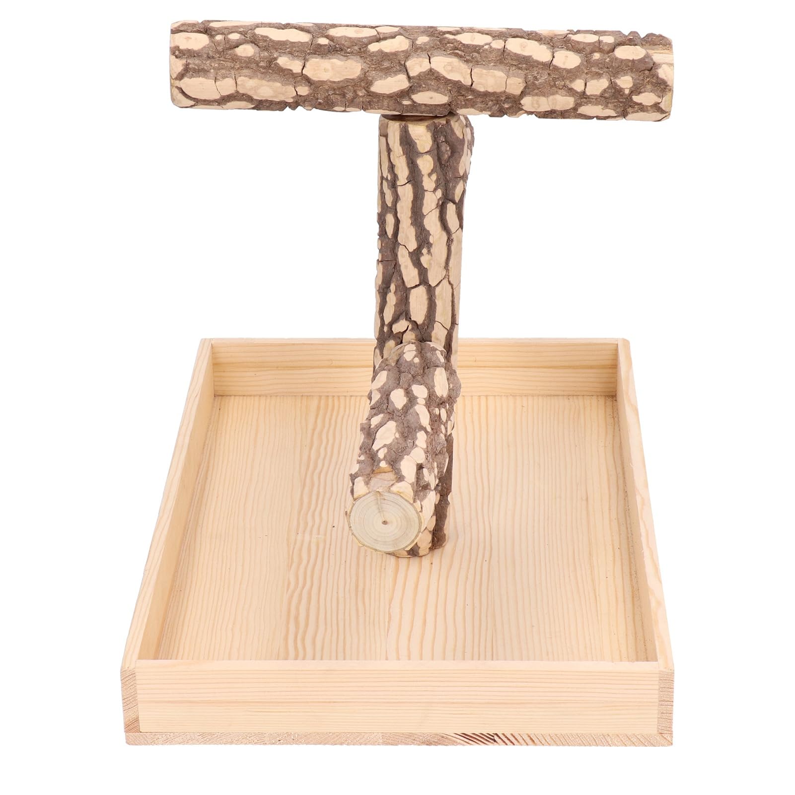 Supporto di gioco in legno per uccelli, rastrelliera per l’addestramento dei pappagalli con posatoio a superficie ruvida, parco giochi naturale in legno di frassino spinoso per