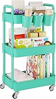Vista 1 de UDEAR Carrito utilitario rodante de 3 niveles, estantes de almacenamiento multifuncionales con asa y ruedas con cerradura para habitación, oficina