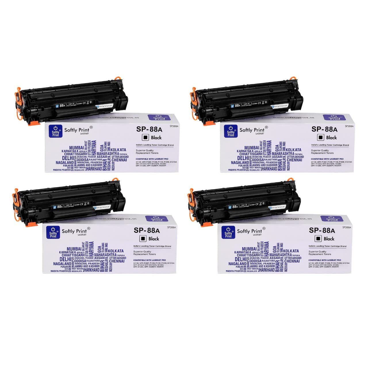 Softly Print CC388A 88A Toner Cartridge | Premium Black Toner Compatible for HP Laserjet M1136, MFP, P1007, P1106, P1108, P1008, M1213nf, M126nw MFP, M1218nfs, M128fw MFP, M128fn Series Printers | CC388A Laserjet Toner Cartridge - (Black) (88A Pack o (B07K27XJ44) Amazon Price History, Amazon Price Tracker