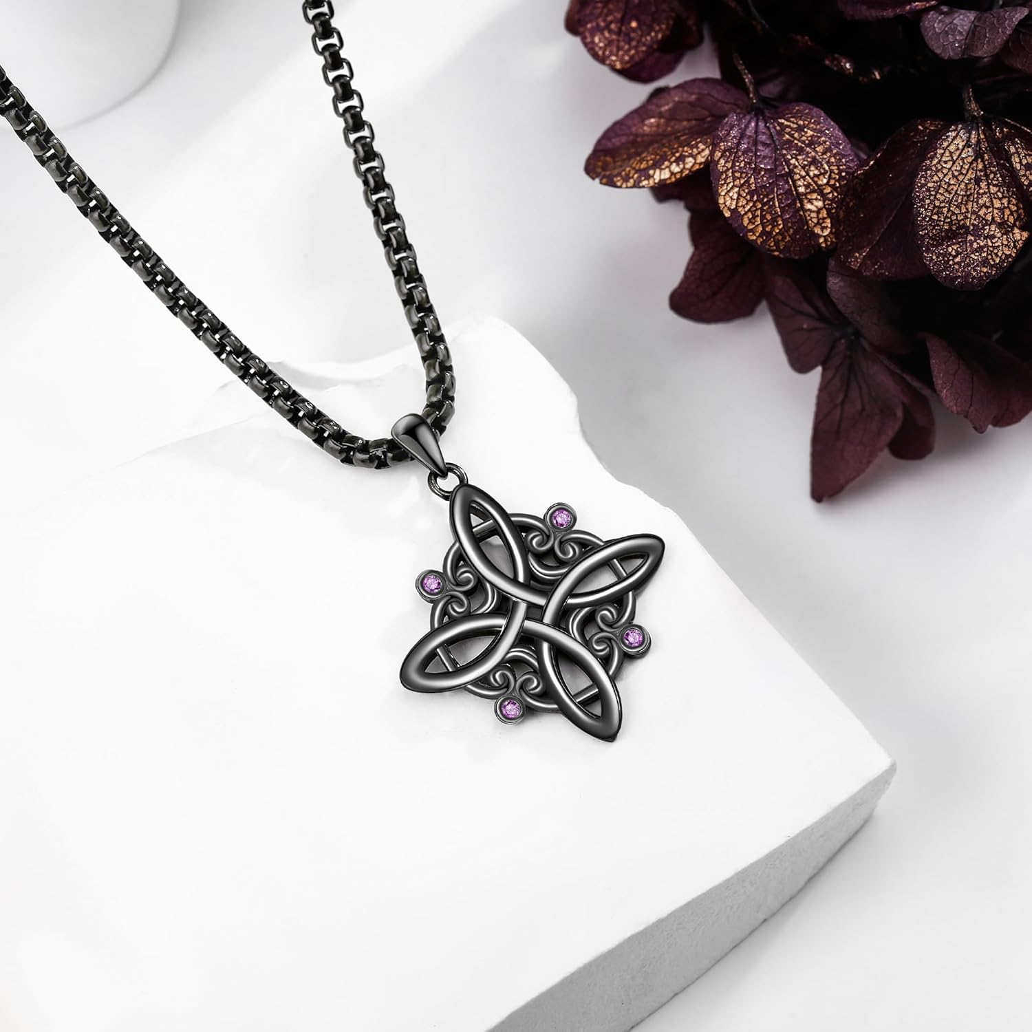 Witches Knot Necklace Sterling Silver Witch Necklace for Women Witch Nudo De Bruja Jewelry Gifts for Women Silver/Black Plated - Image 5