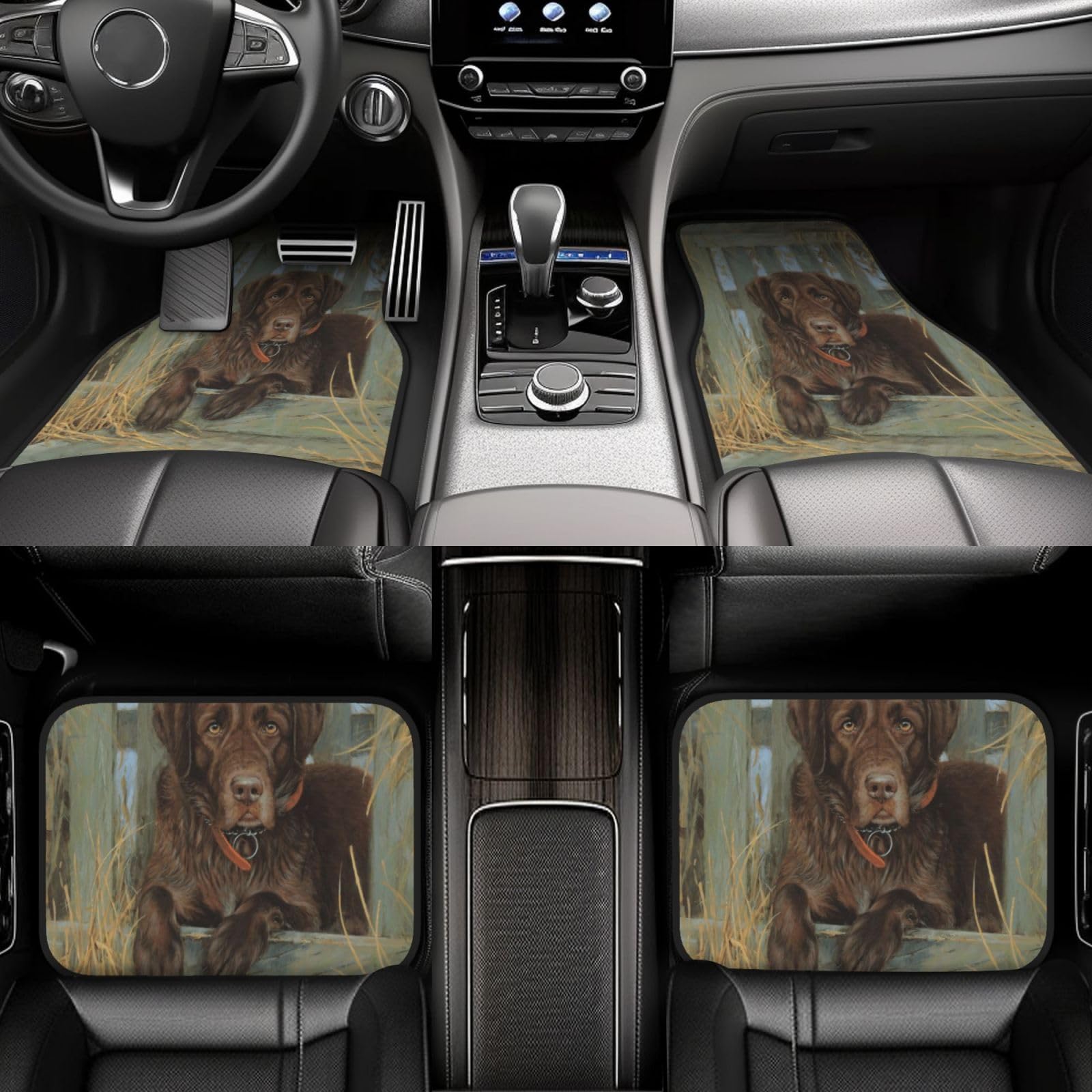 Labrador Retriever, Schokoladenbraun, 4er-Set Auto-Fußmatten, Neopren-Fußmatten für Fahrzeuge, rutschfeste Auto-Fußmatten, Autozubehör