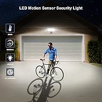 Vista 2 de EMANER Luces de seguridad para exteriores, luz de inundación de 120 V equivalente a 280 W, luz con sensor de movimiento PIR, luz de exterior