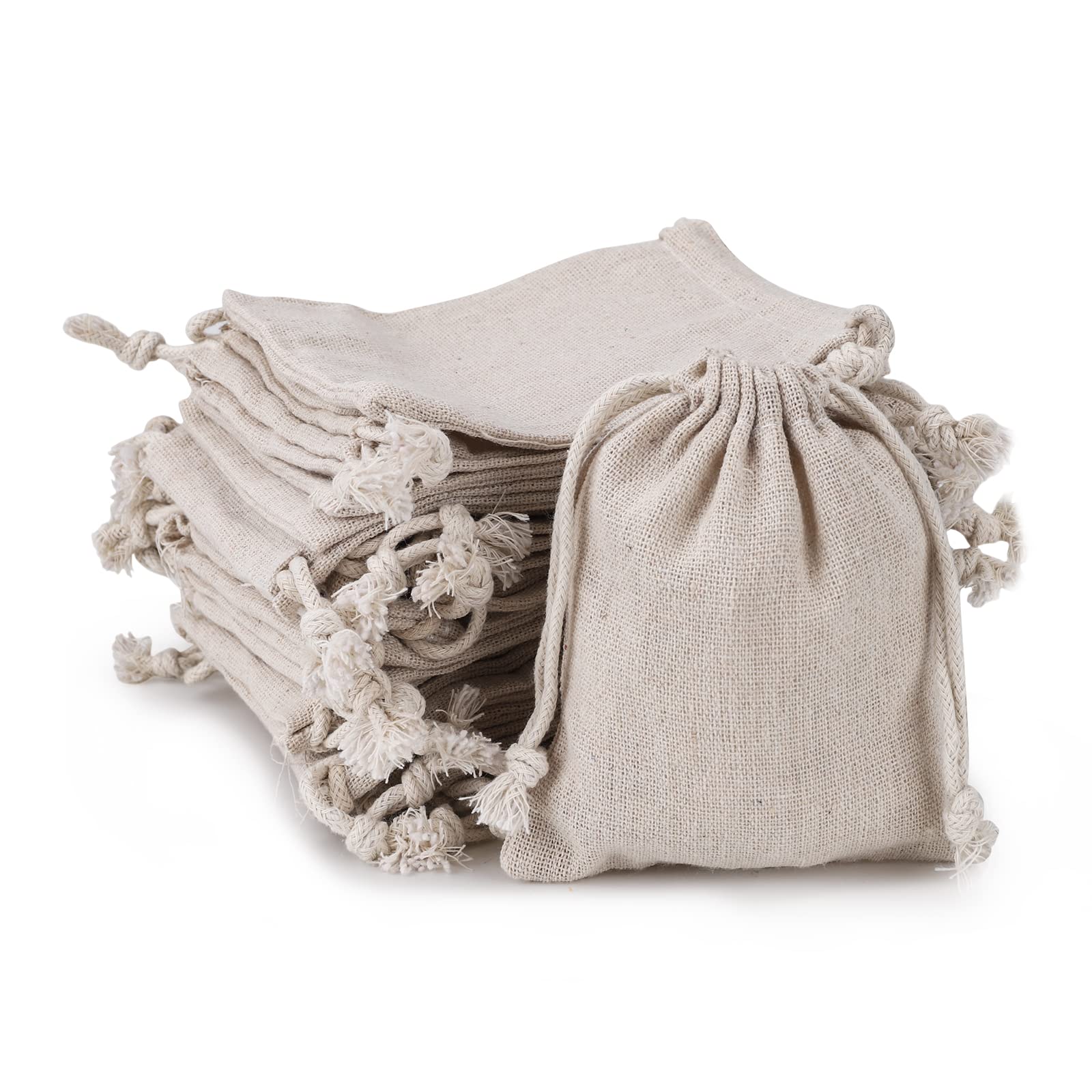 50 Sacchetti In Cotone Mussola Con Coulisse - Riutilizzabili, Naturali, 15,2x20,9 Cm - Per Gioielli, Regali, Feste E Matrimoni