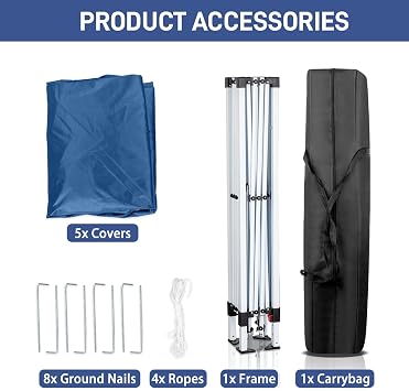 3m x 3m Ez Pop Up Canopy Tent With 4 Sidewalls, Blue