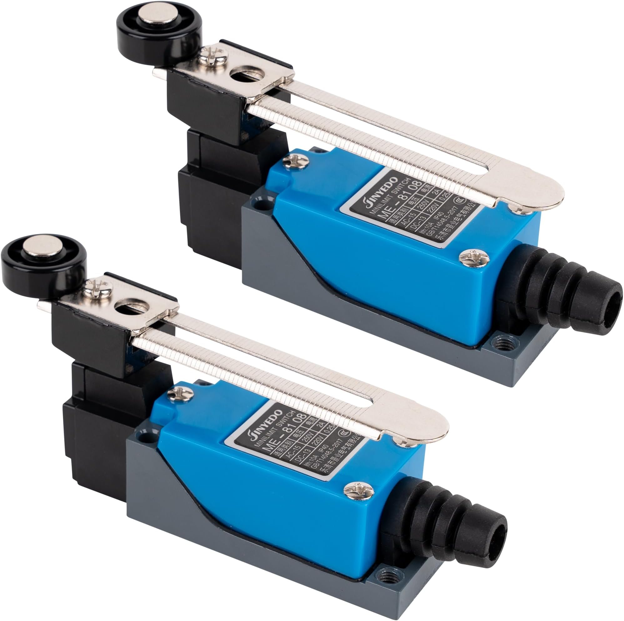 BlueStars Pack of 2 ME-8108 Momentary Roller Lever Arm Limit Switch for CNC Mill Laser Plasma 250VAC/5A Used in Automatic Control of Various Machinery