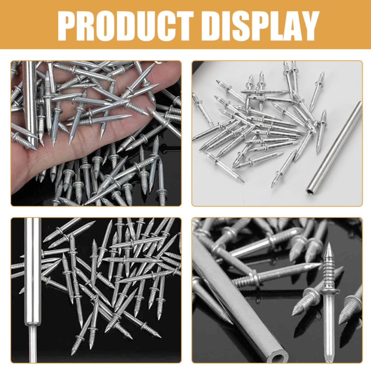 Double Head Picture Hanging Nails with Sleeve Tube, Iron Set