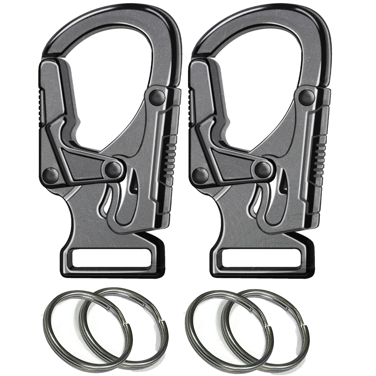 Ahiller Carabiner Clip,1.9'' Alloy Car Keychain Clip with 2 Key Ring,Outdoor Hooks,Small Key Holder for Man and Women