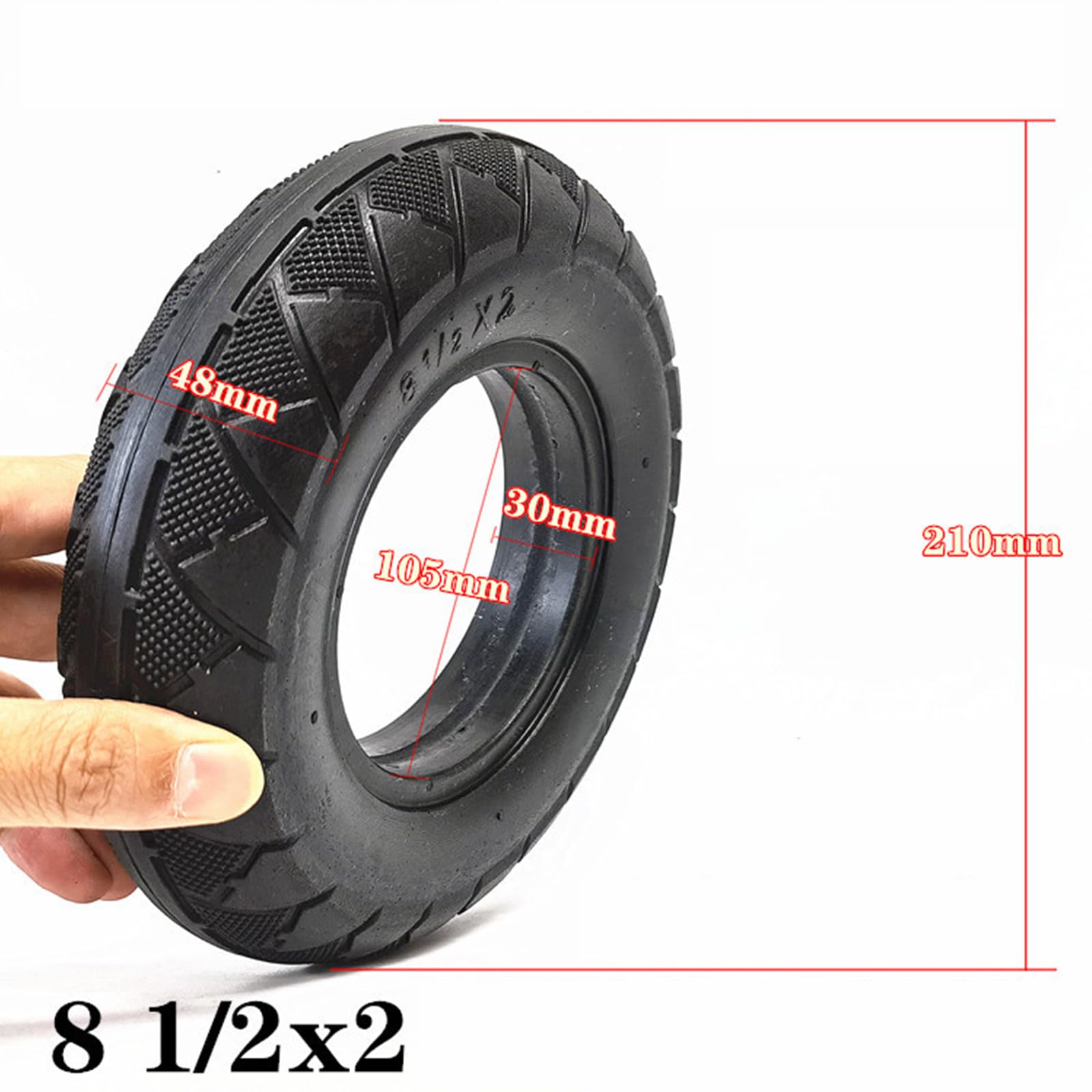 Roue Solide antidéflagrante de 8,5 pouces 8,5 x 2 200 x 50-110 Sans entretien, pneu extérieur résistant à l'usure, pour remplacement de pneu de Scooter électrique