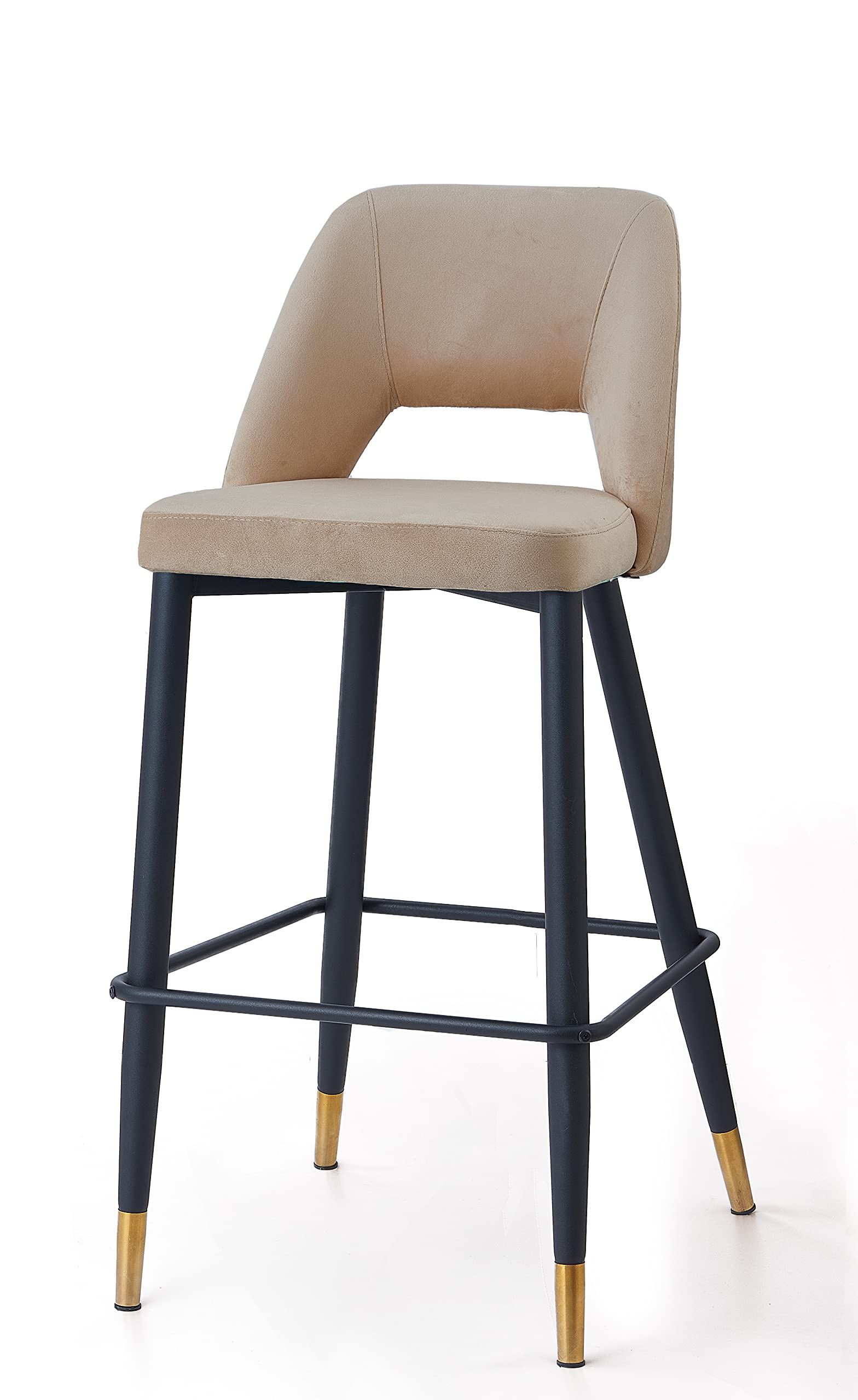 Angela - Bar Stool Kitchen Chair Round 3D High Bar Chair Modern Design With Chrome Base (Grey) (Beige)